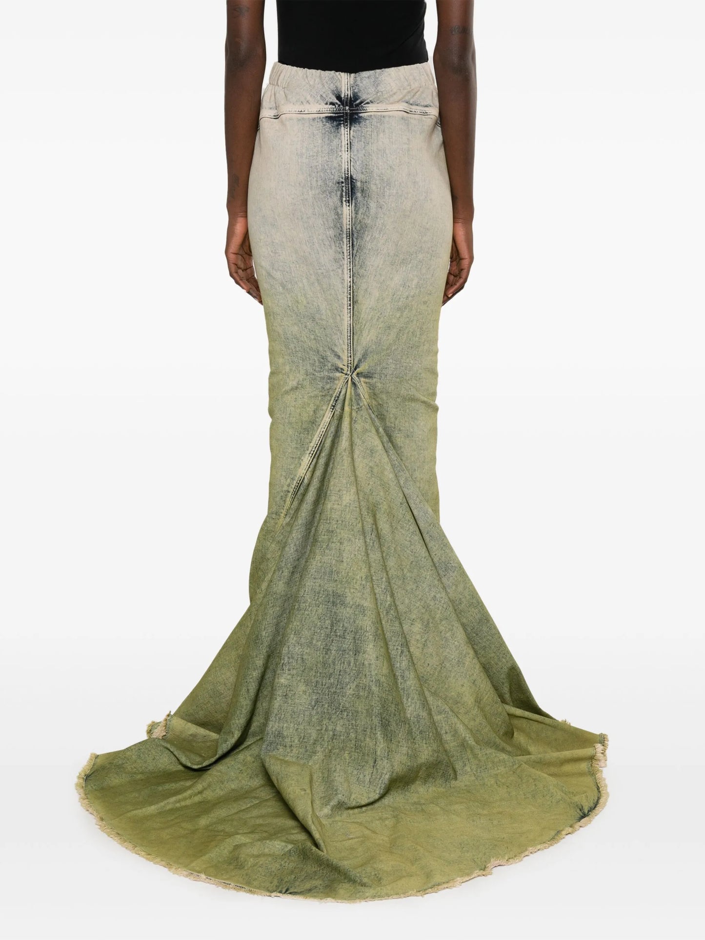 gradient-effect denim maxi skirt