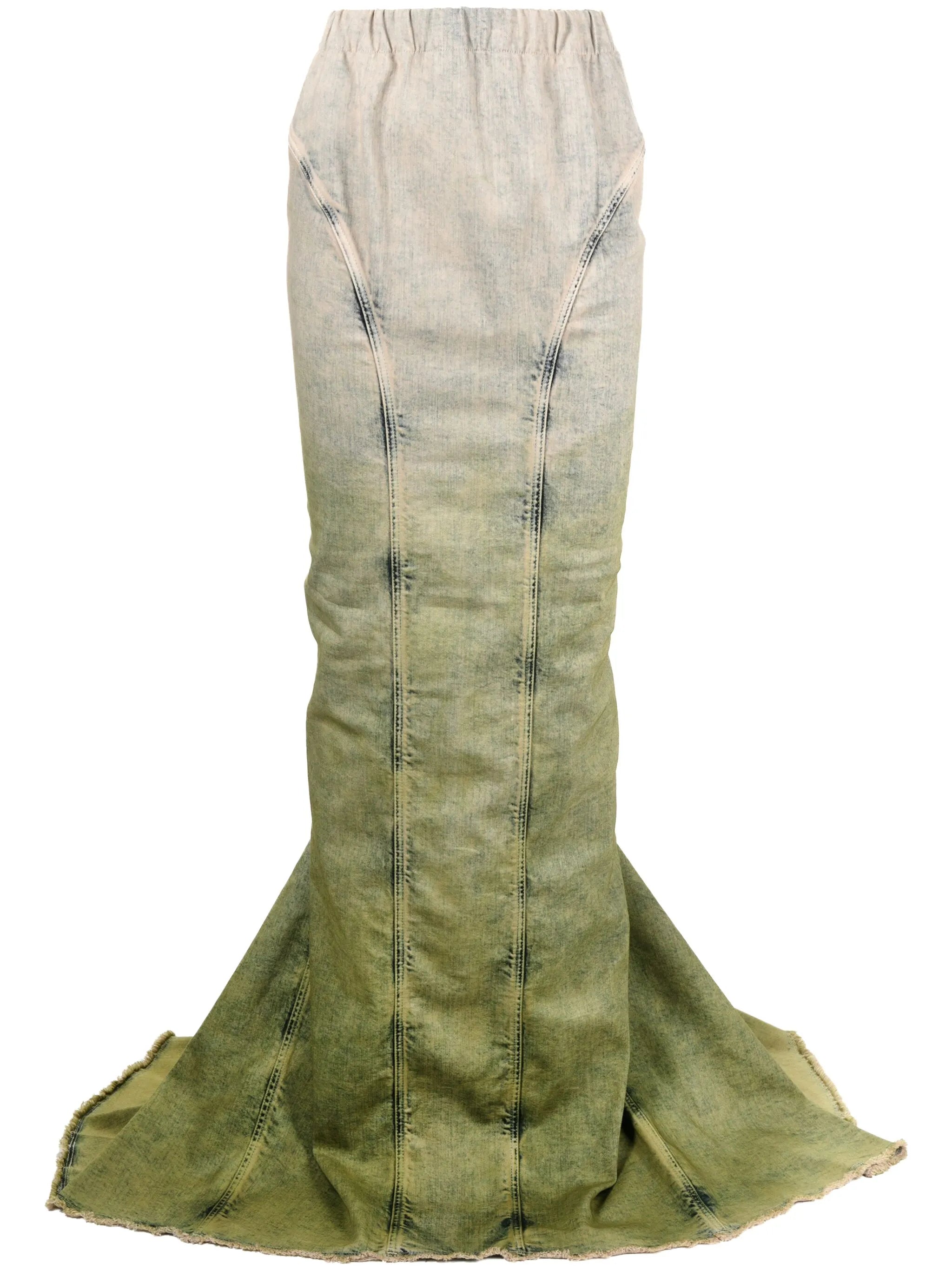 gradient-effect denim maxi skirt