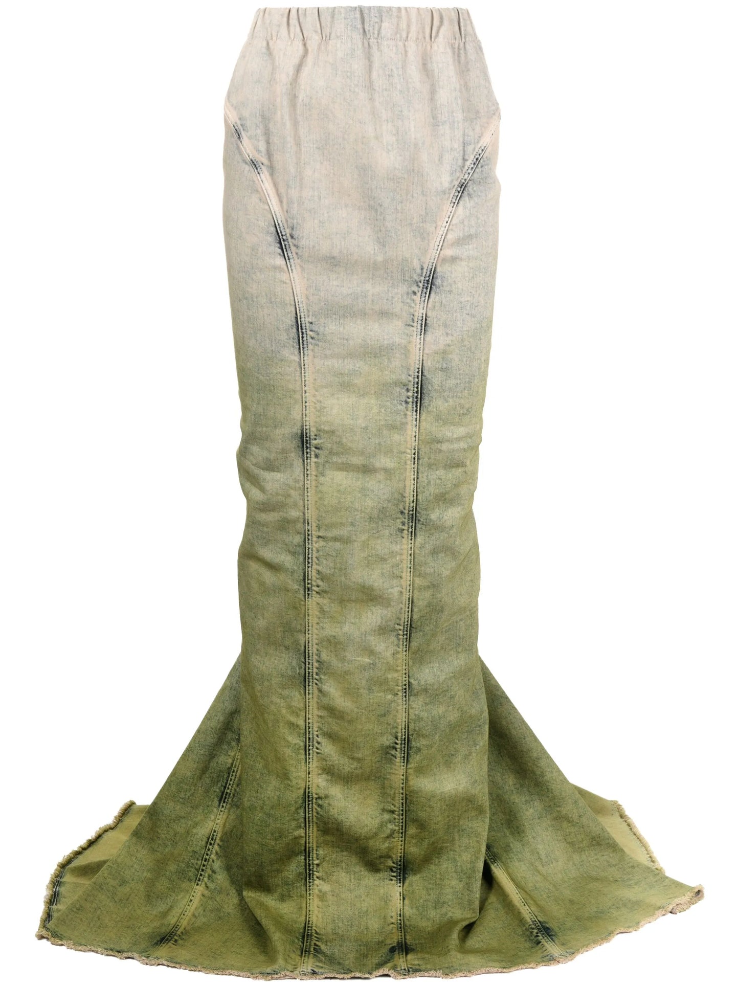 gradient-effect denim maxi skirt