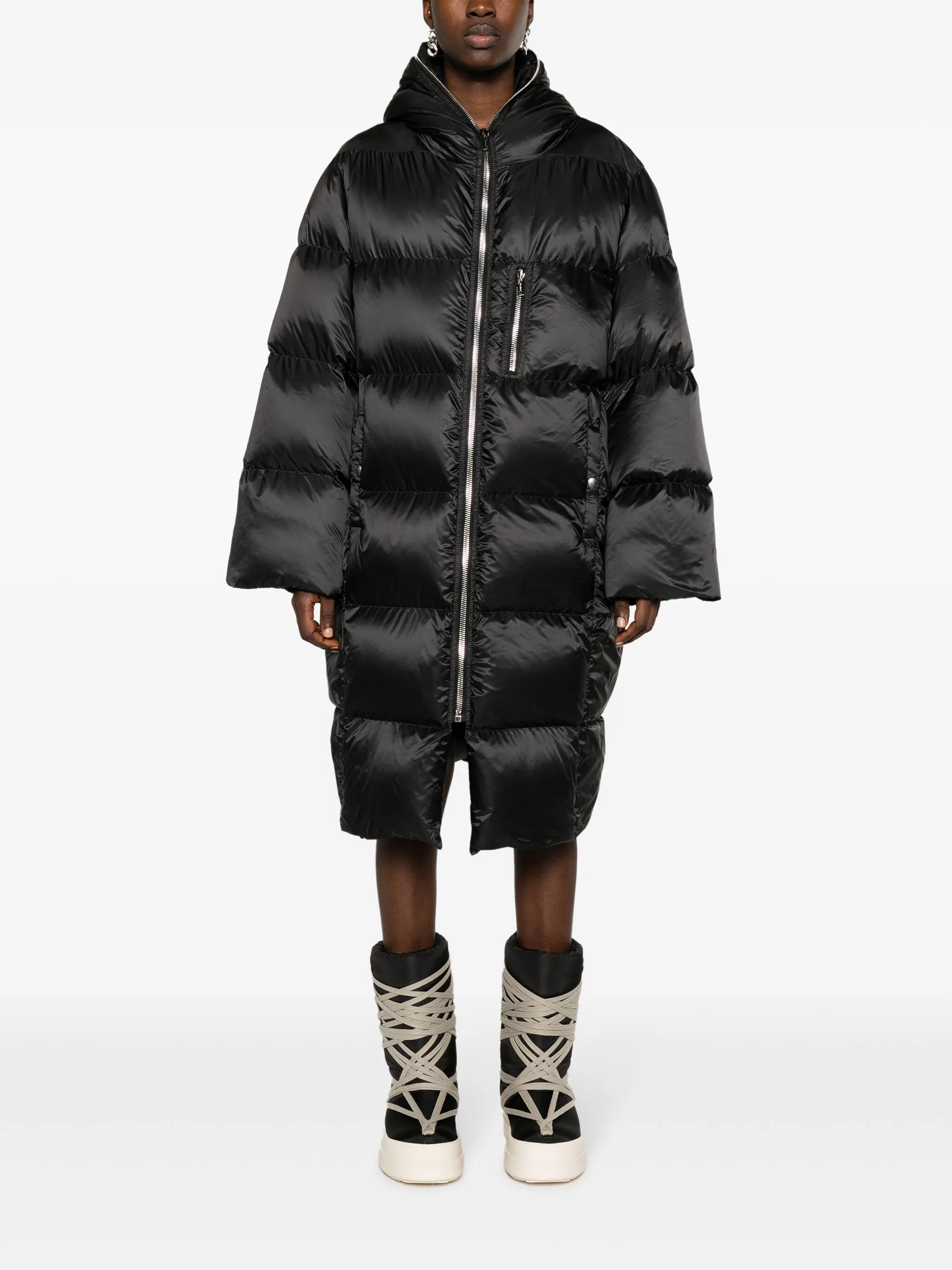 Gimp logo-patch padded coat