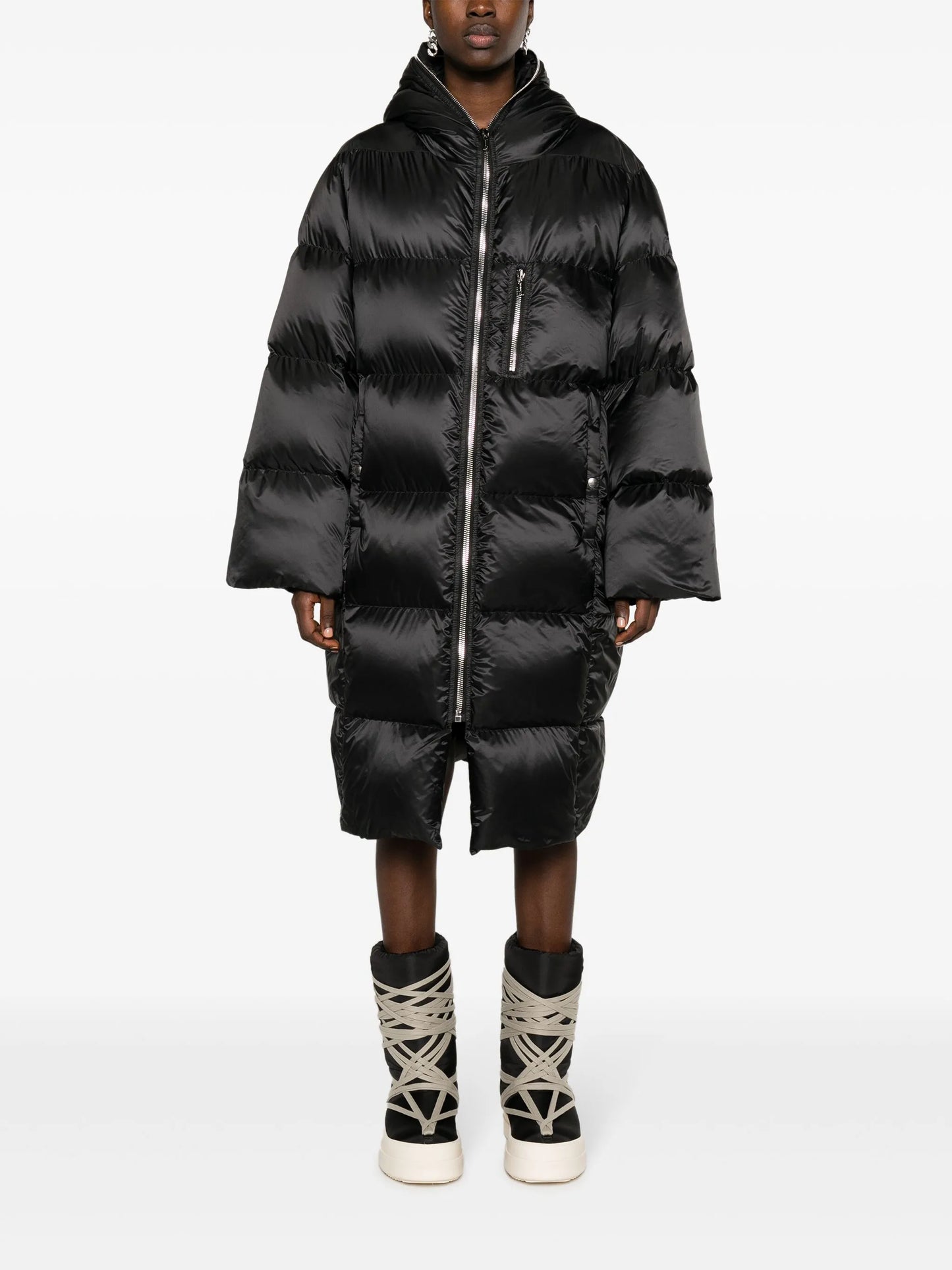Gimp logo-patch padded coat