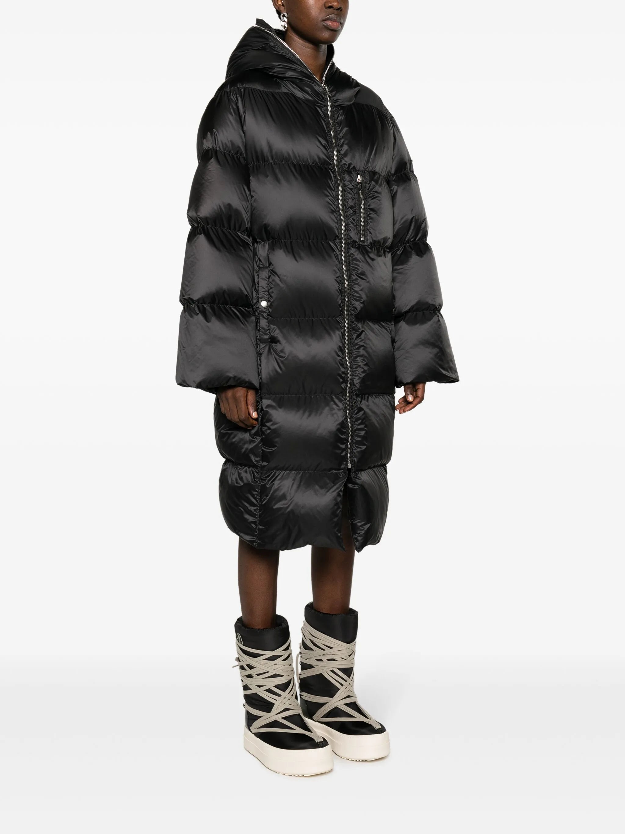 Gimp logo-patch padded coat