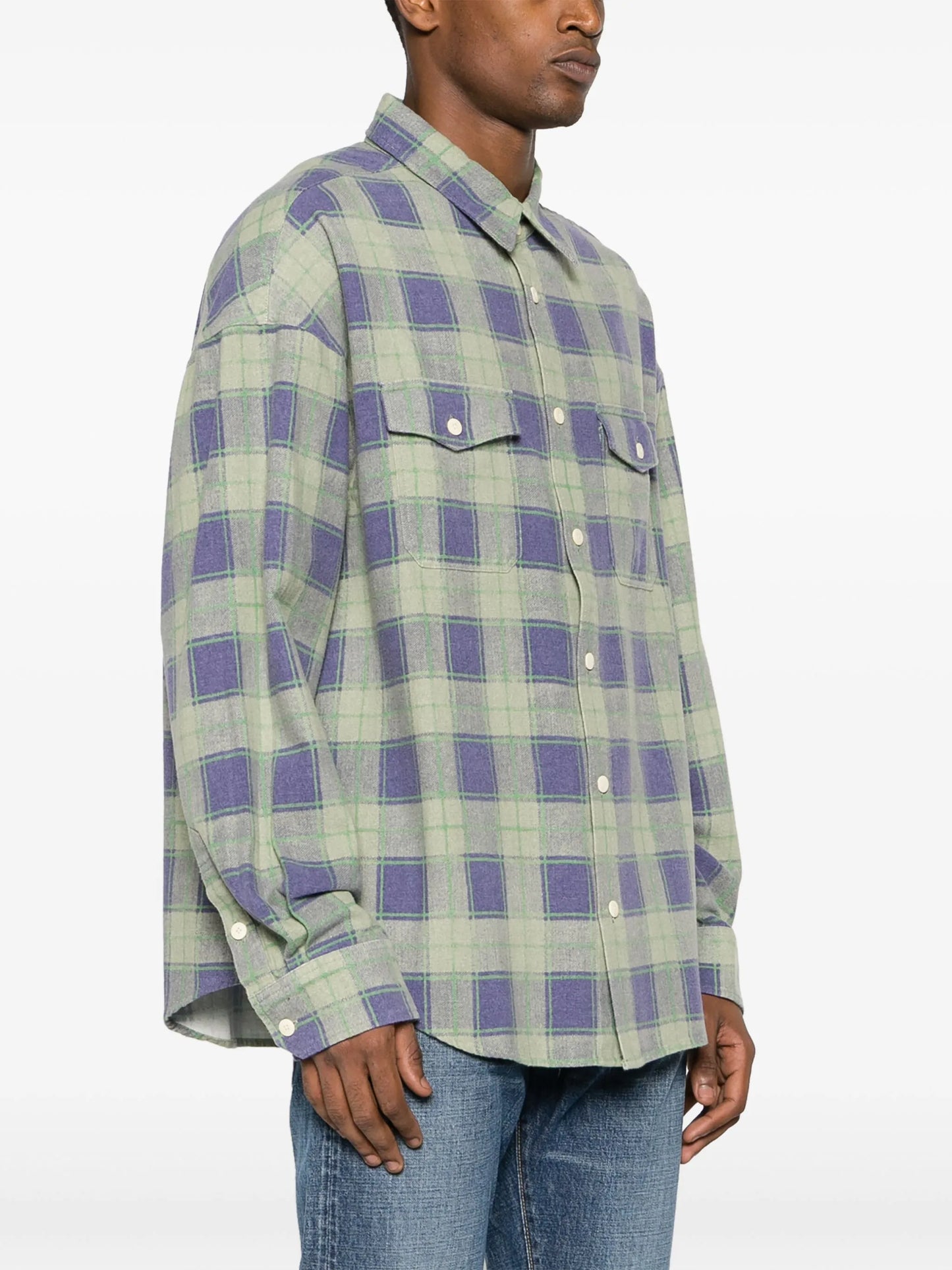 check-pattern cotton shirt