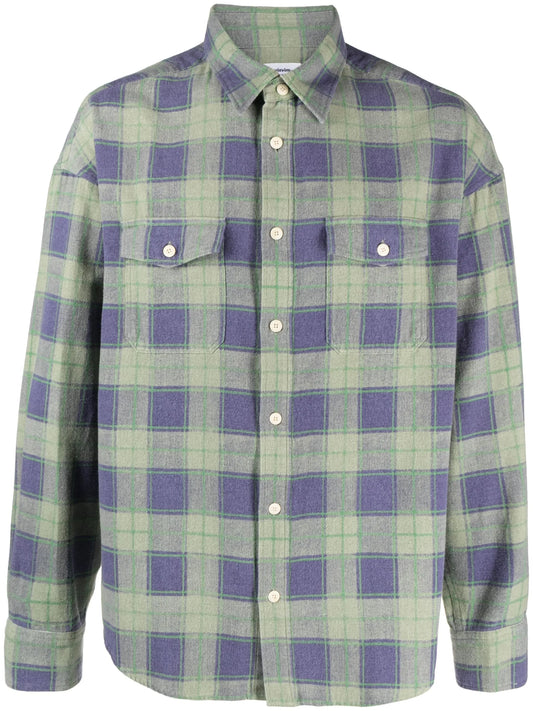 check-pattern cotton shirt