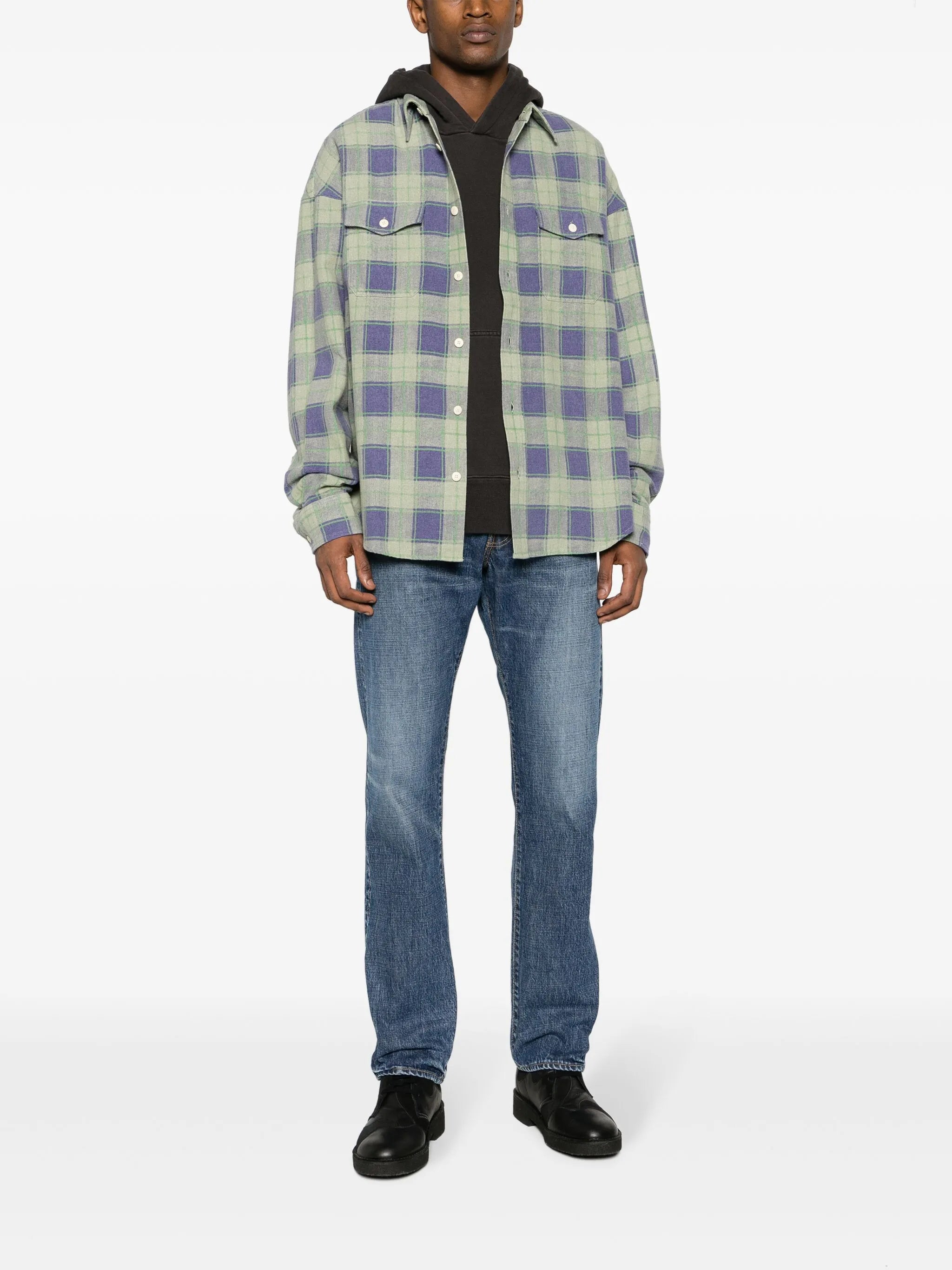 check-pattern cotton shirt