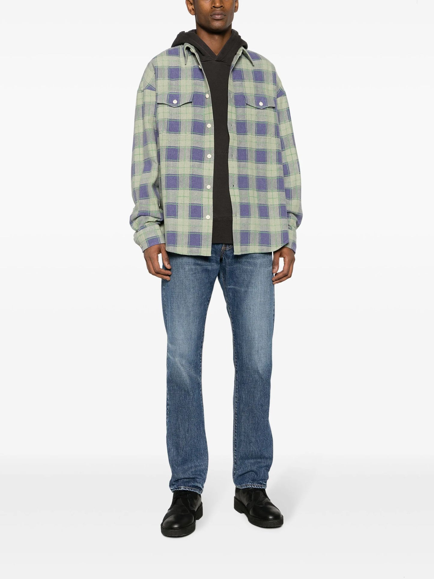 check-pattern cotton shirt