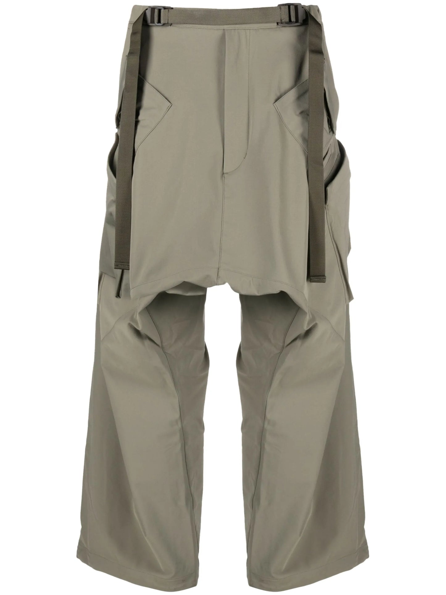belted ruched drop-crotch trousers