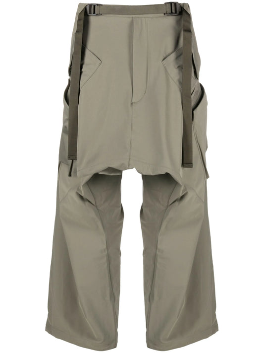belted ruched drop-crotch trousers