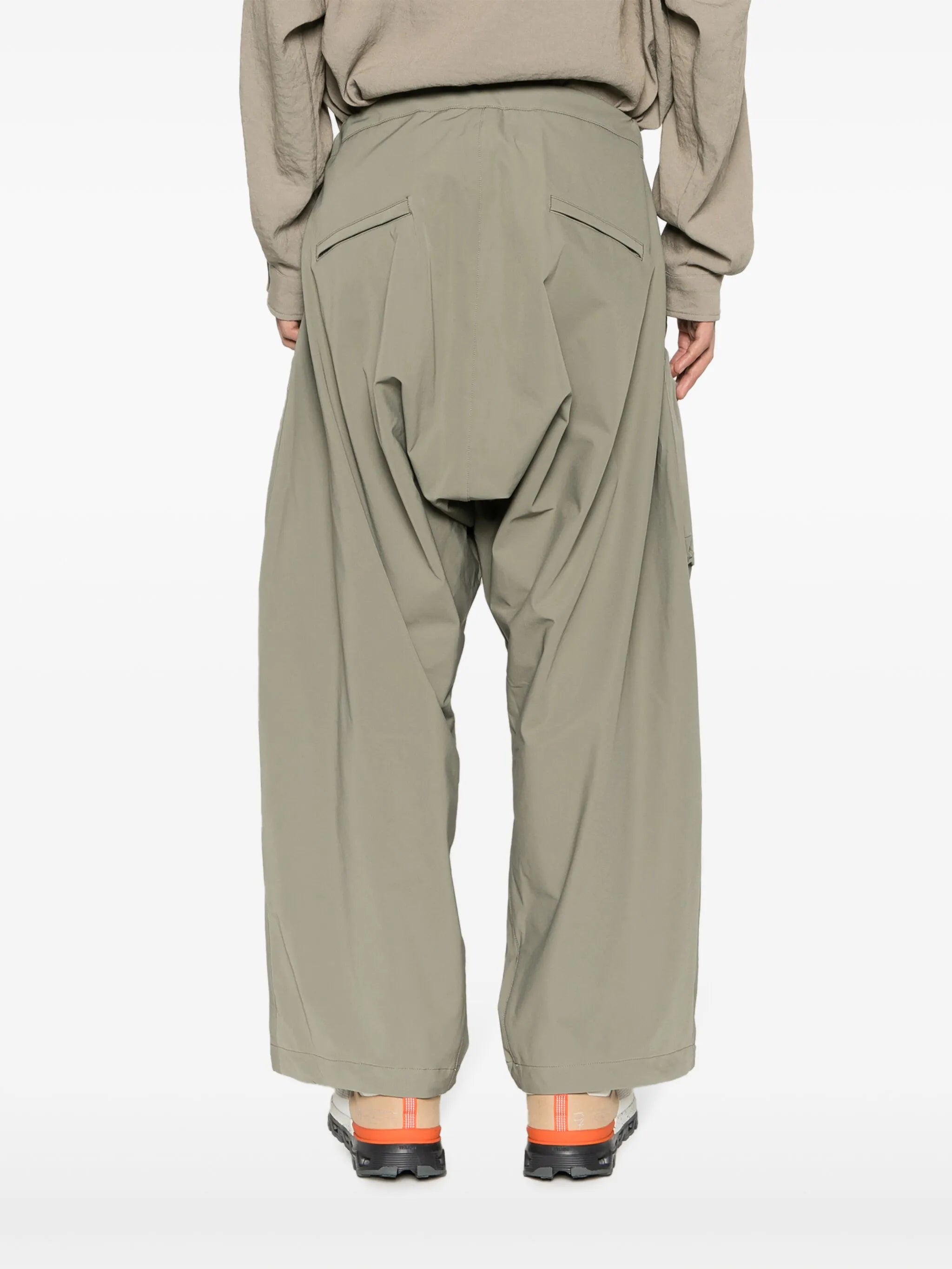 belted ruched drop-crotch trousers