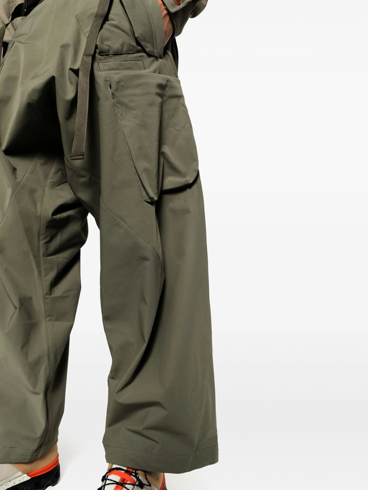 belted ruched drop-crotch trousers