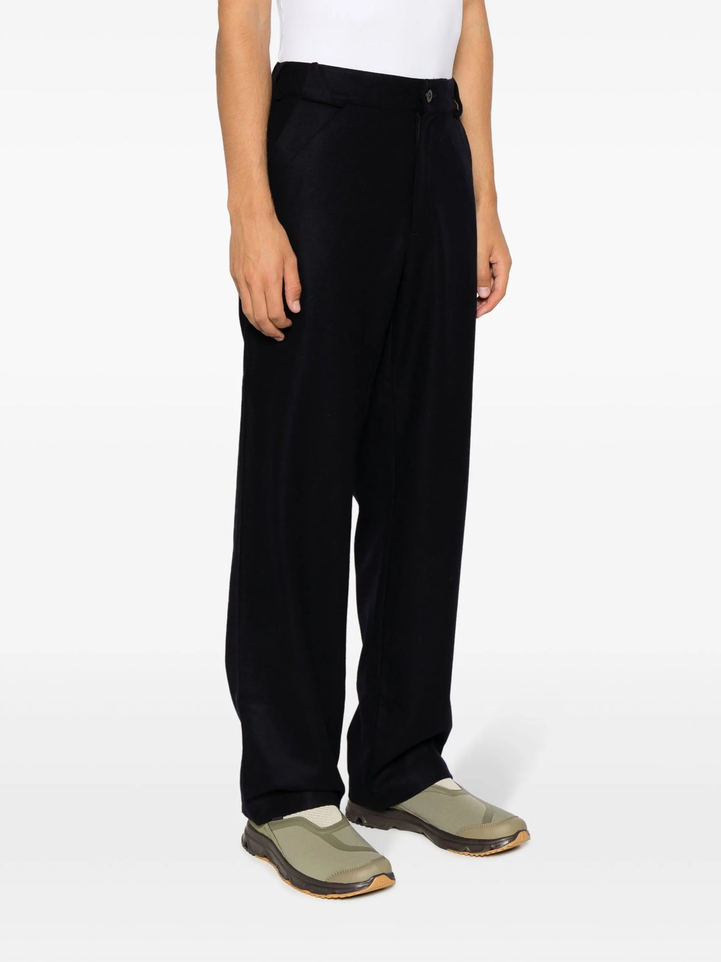 straight-leg wool-blend trousers