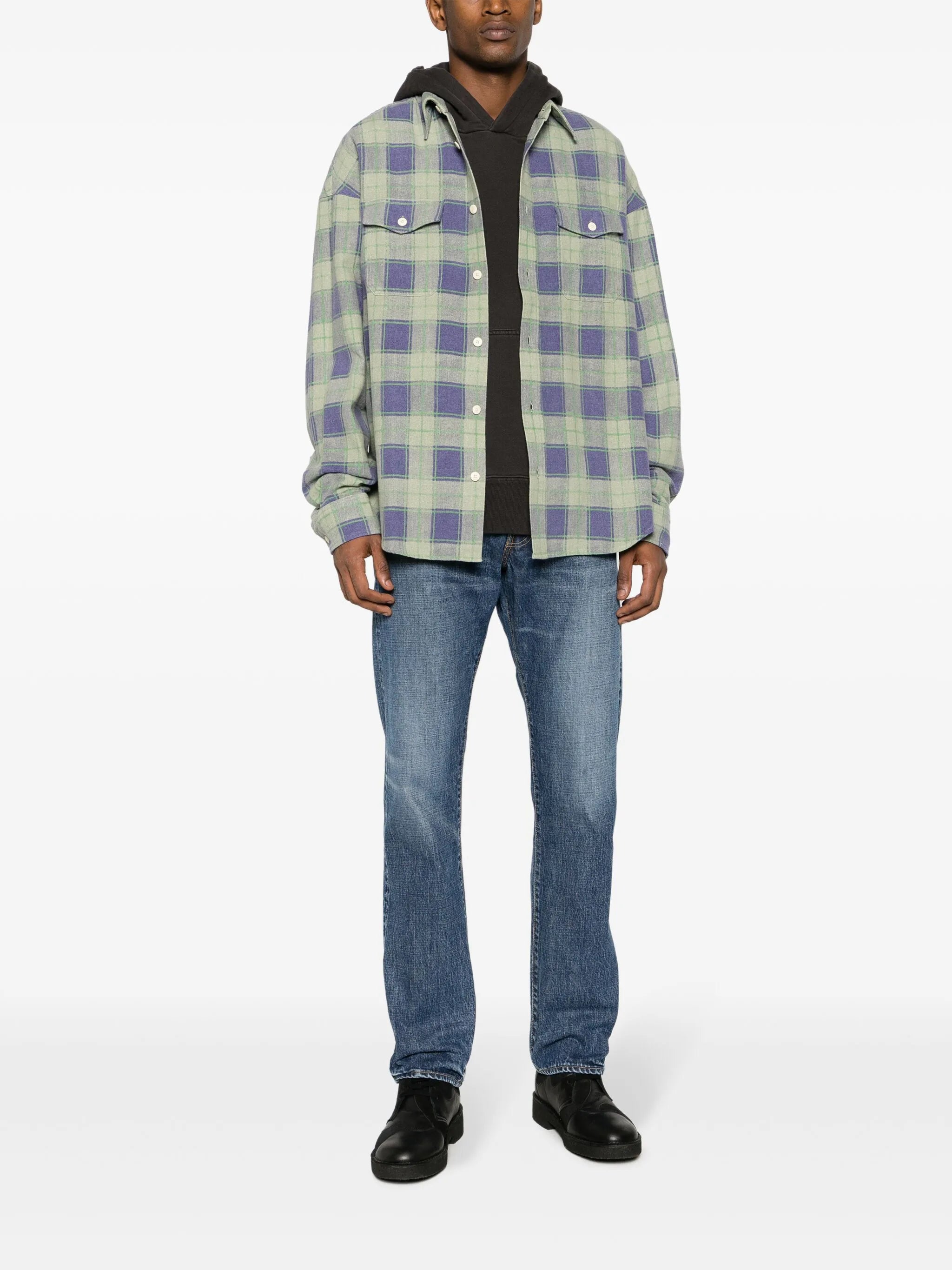 logo-patch cotton straight-leg jeans