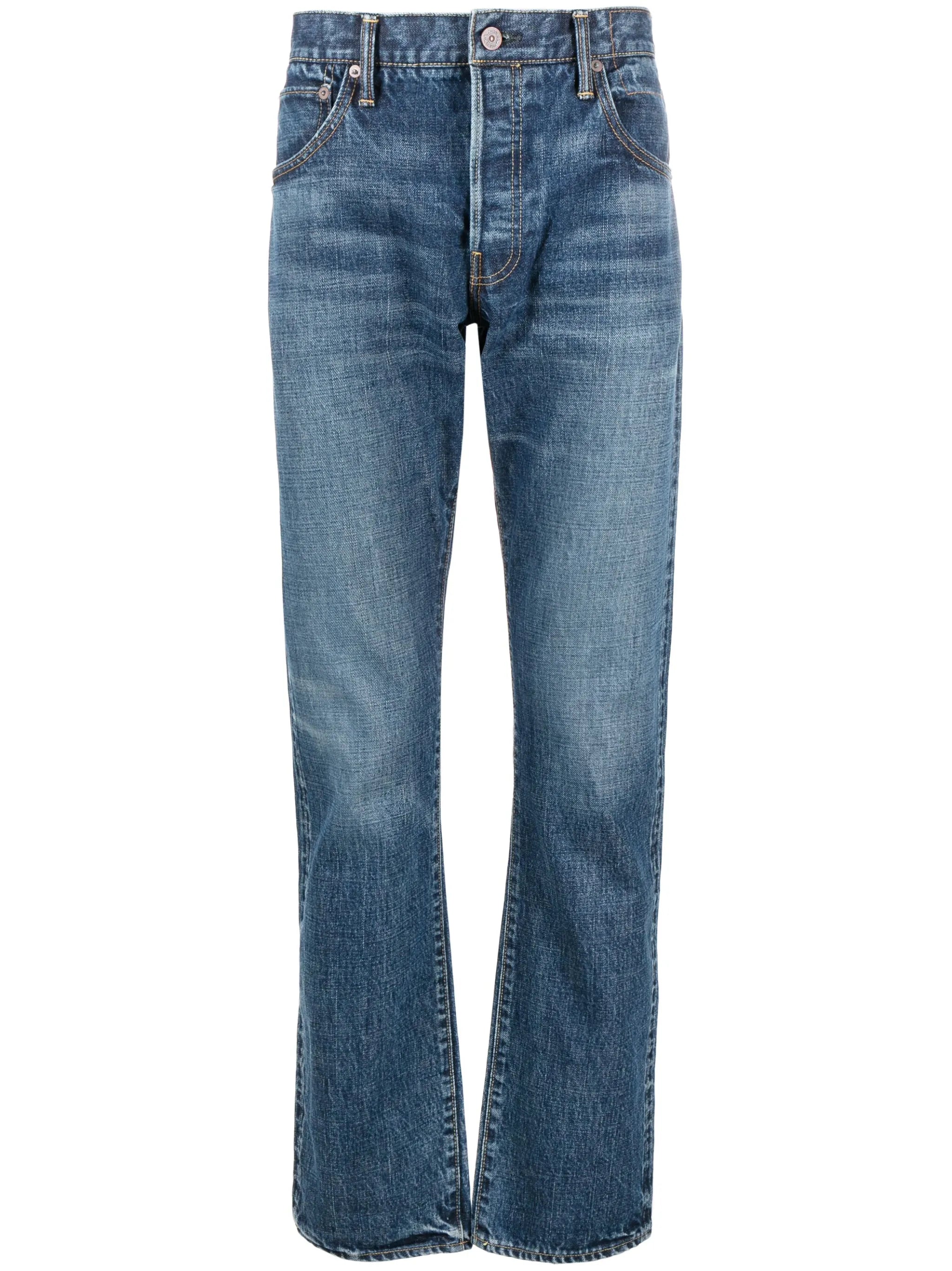 logo-patch cotton straight-leg jeans