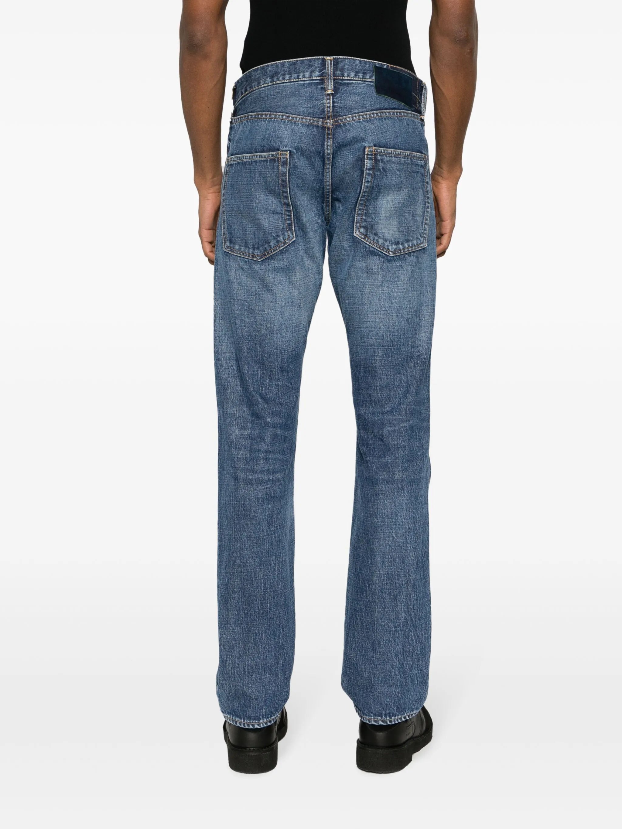 logo-patch cotton straight-leg jeans