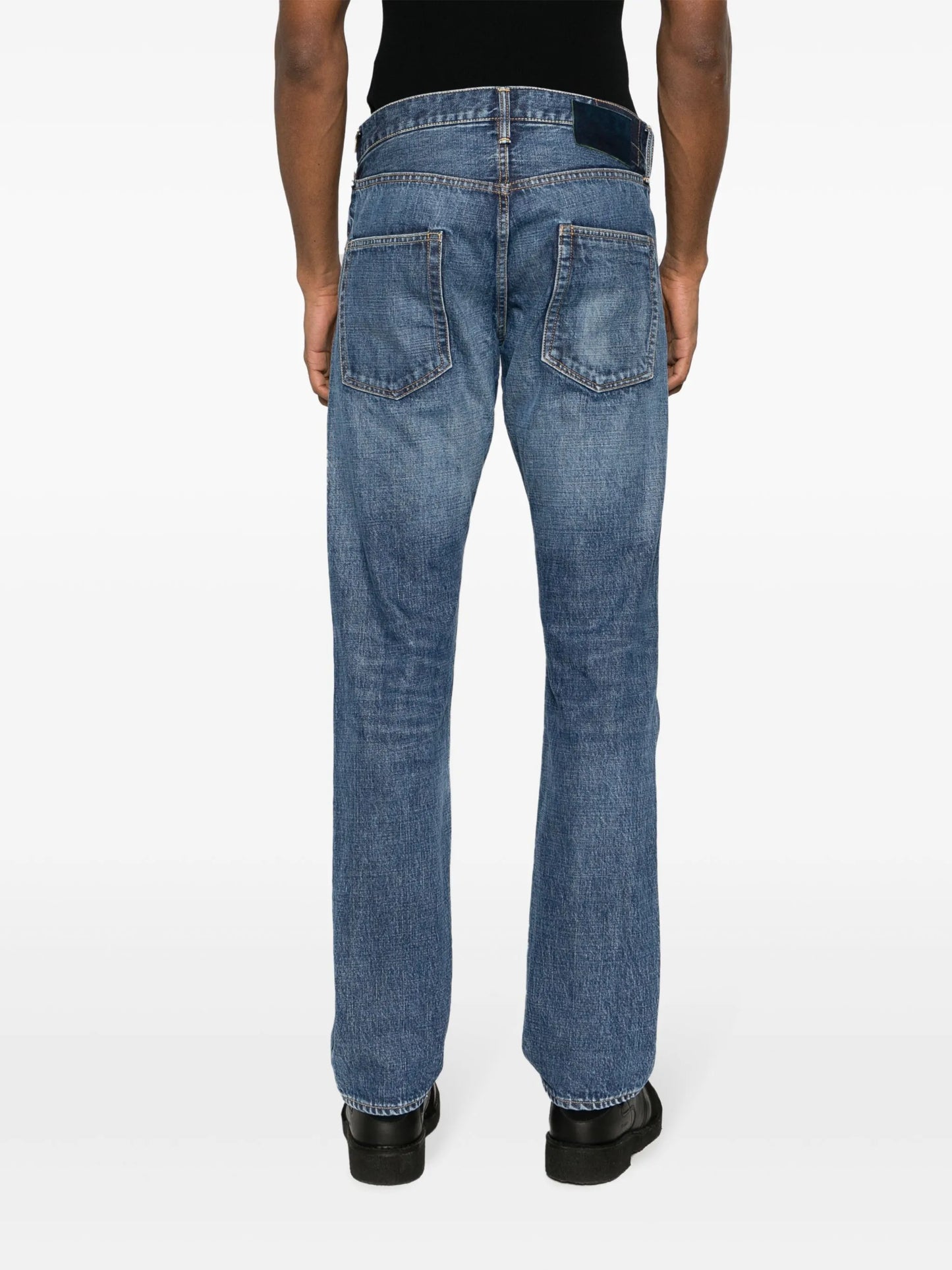 logo-patch cotton straight-leg jeans