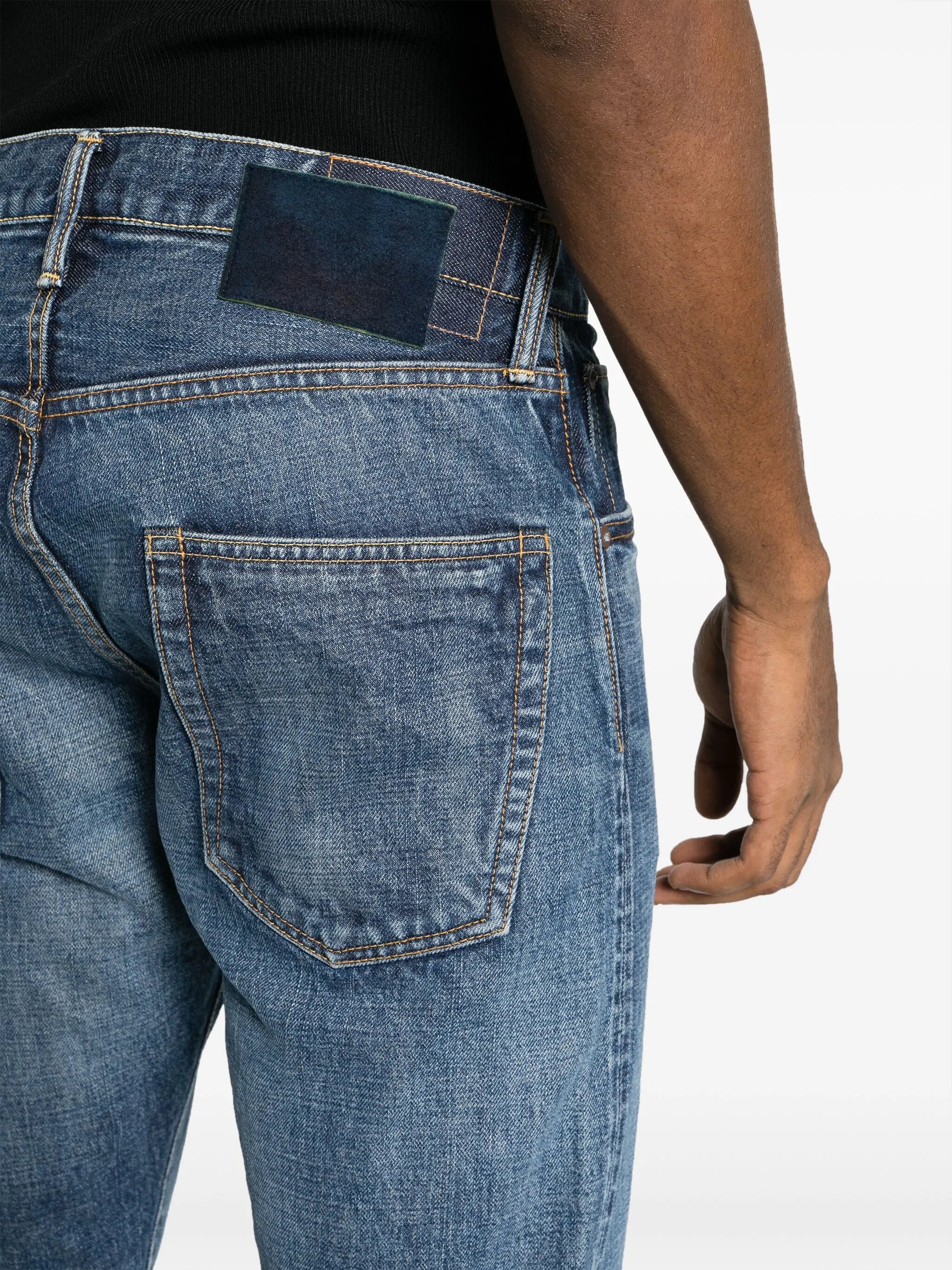 logo-patch cotton straight-leg jeans