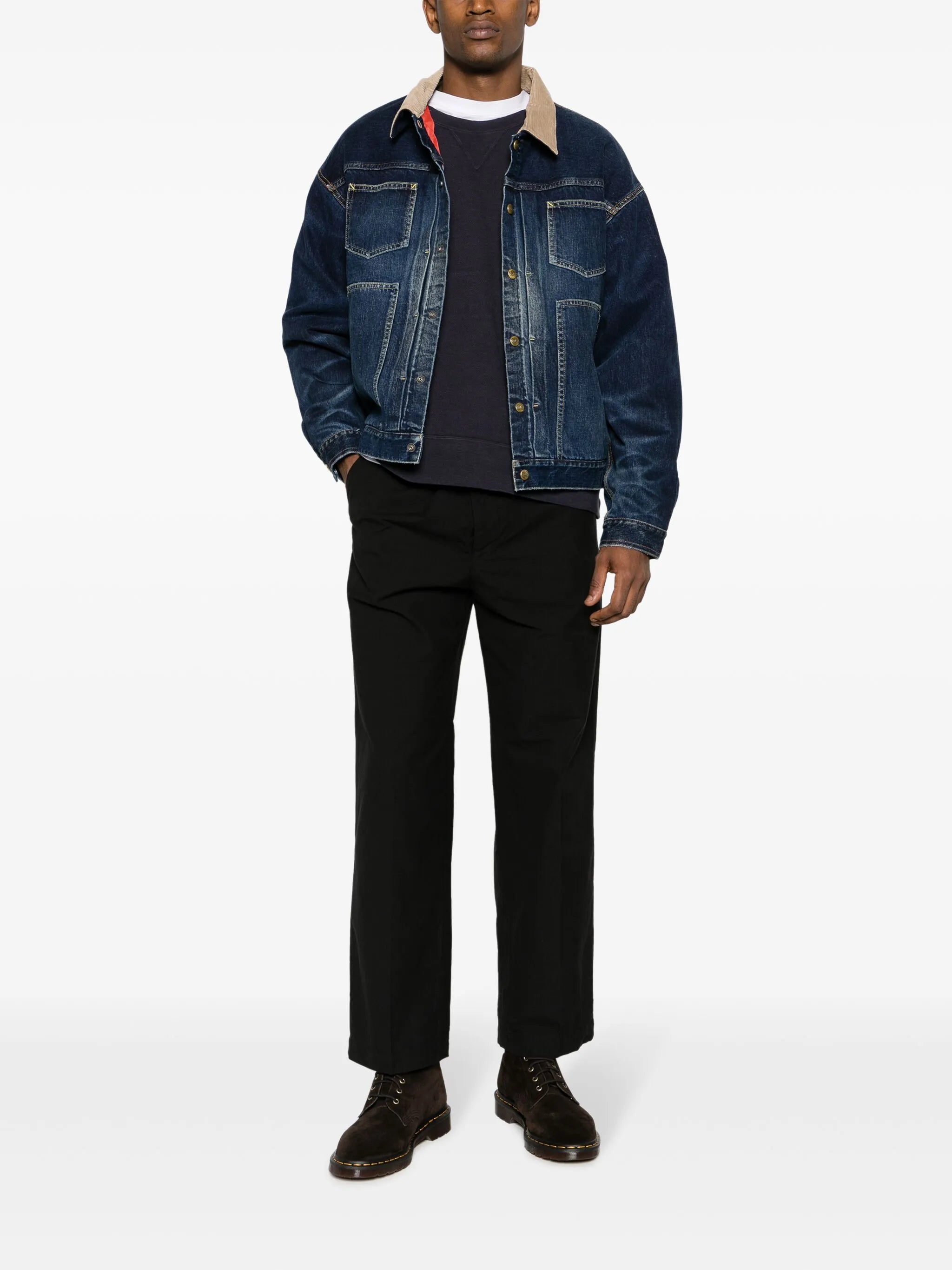 button-fastening cotton chinos