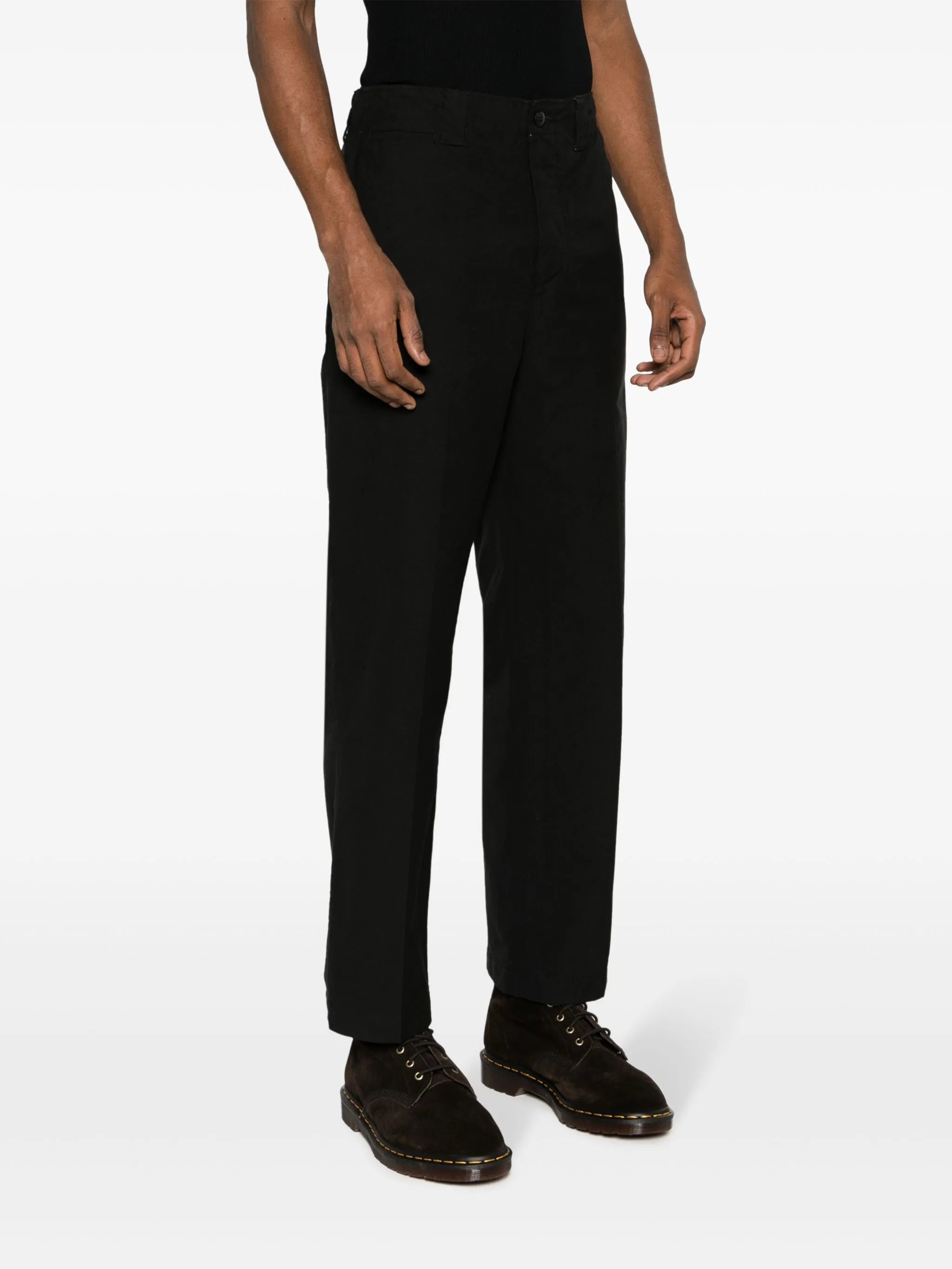 button-fastening cotton chinos