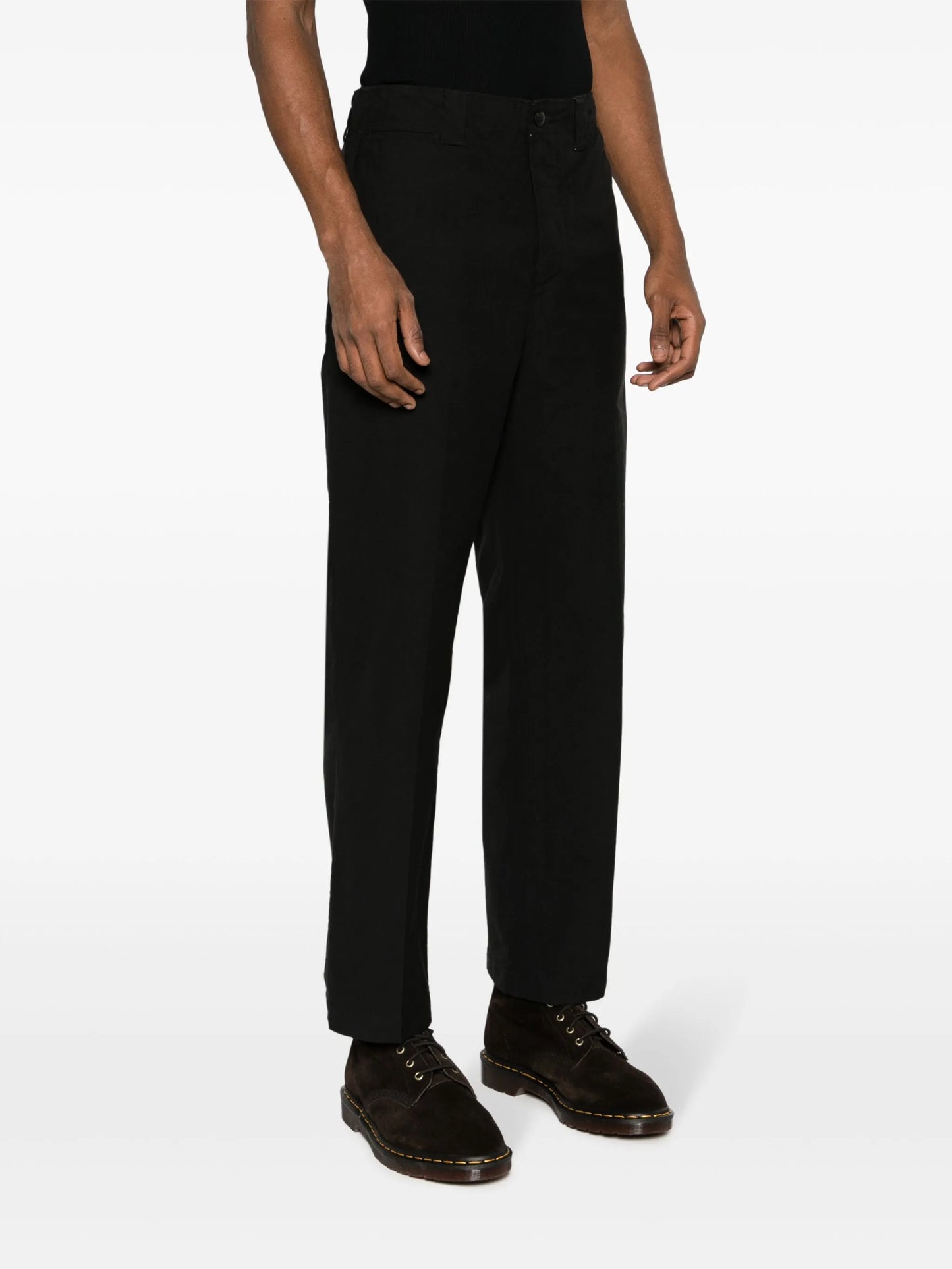 button-fastening cotton chinos