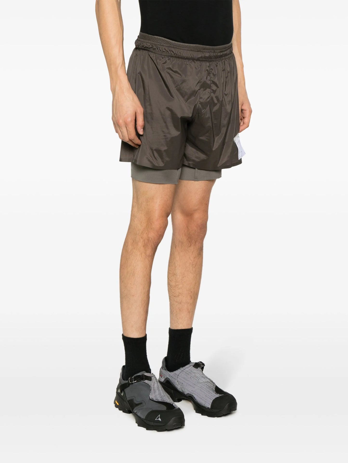 text-print elasticated-waist shorts