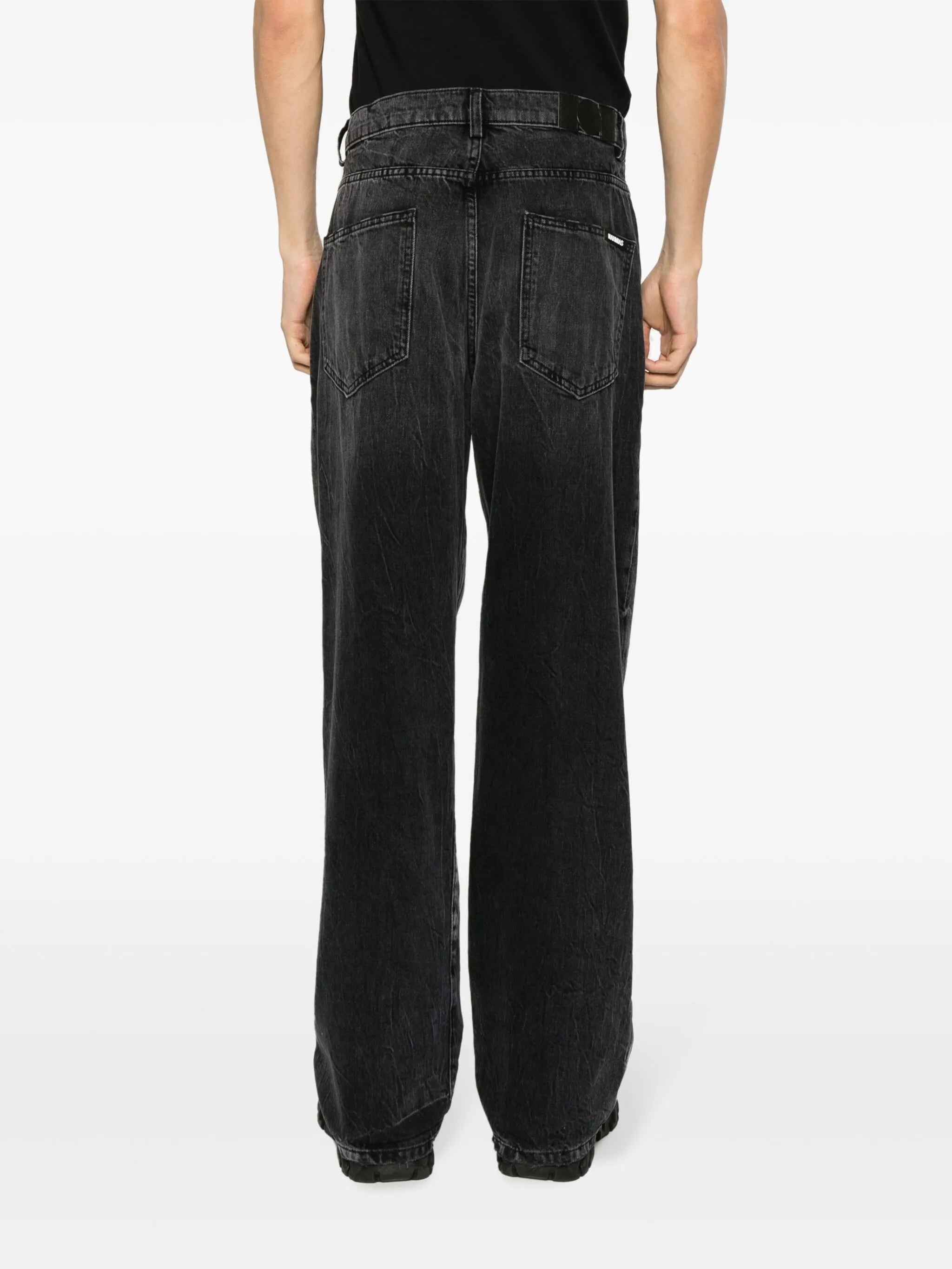 logo-patch cotton wide-leg jeans