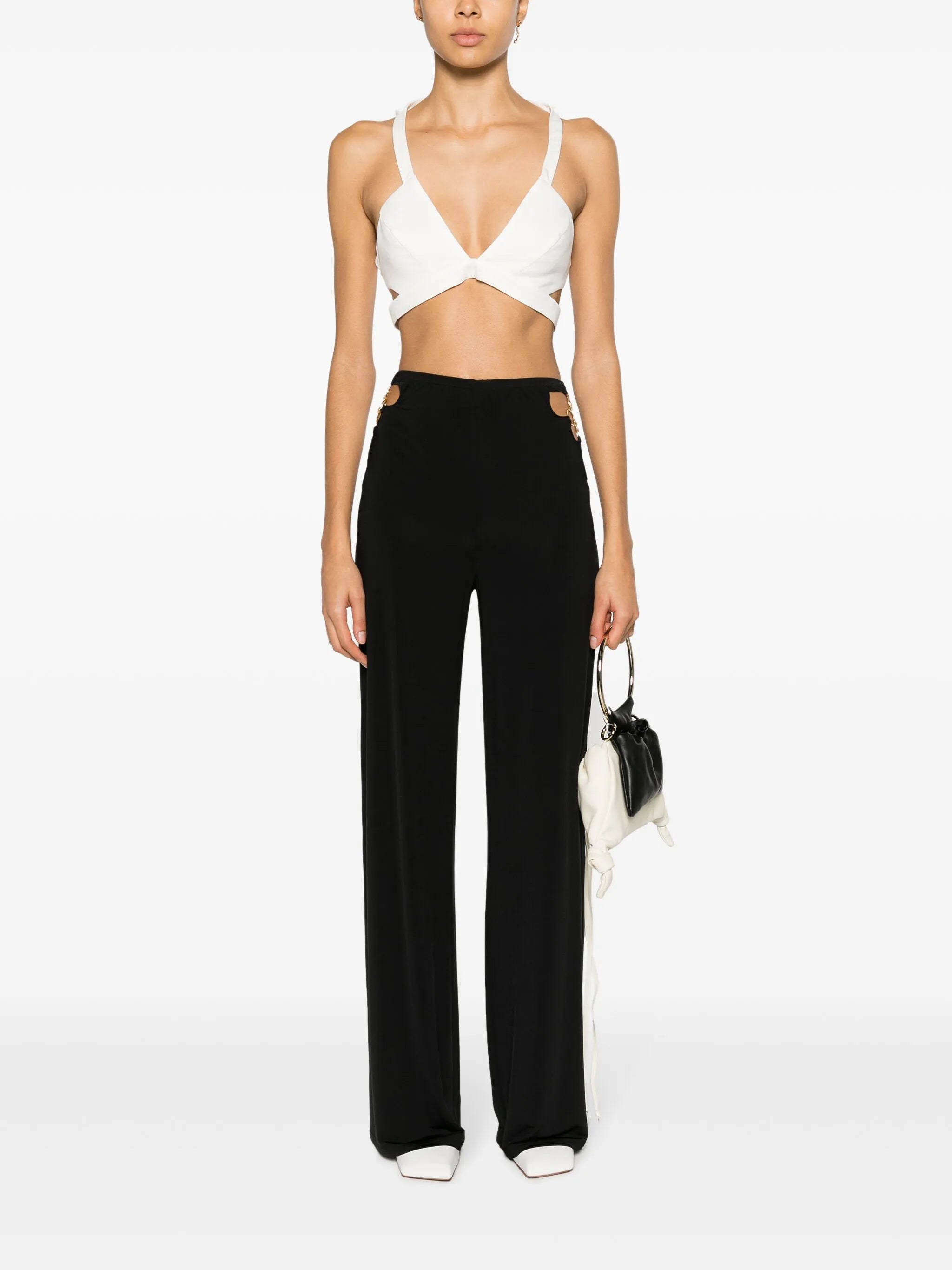 Anastacia chain-detail flared trousers