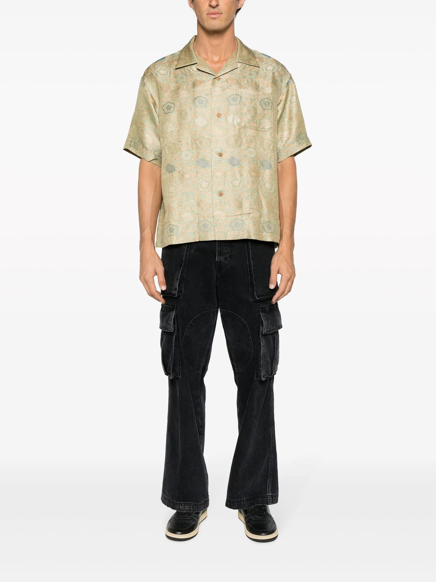 graphic-print silk shirt