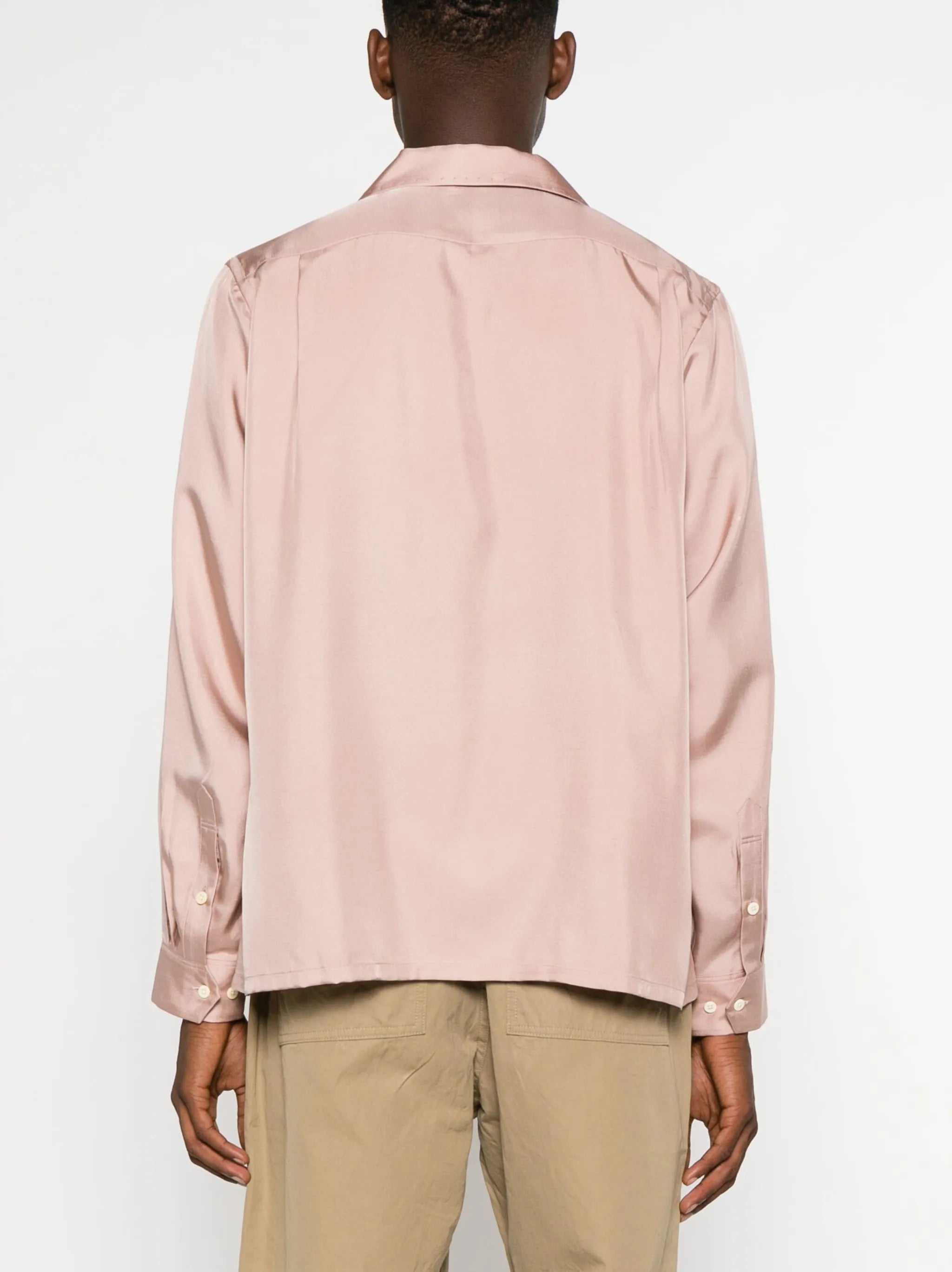 long-sleeve silk satin shirt