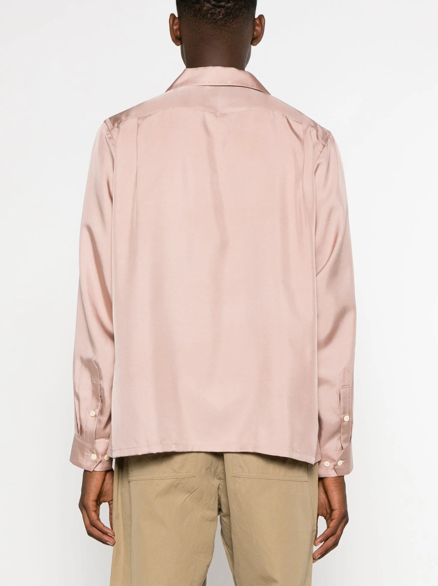 long-sleeve silk satin shirt