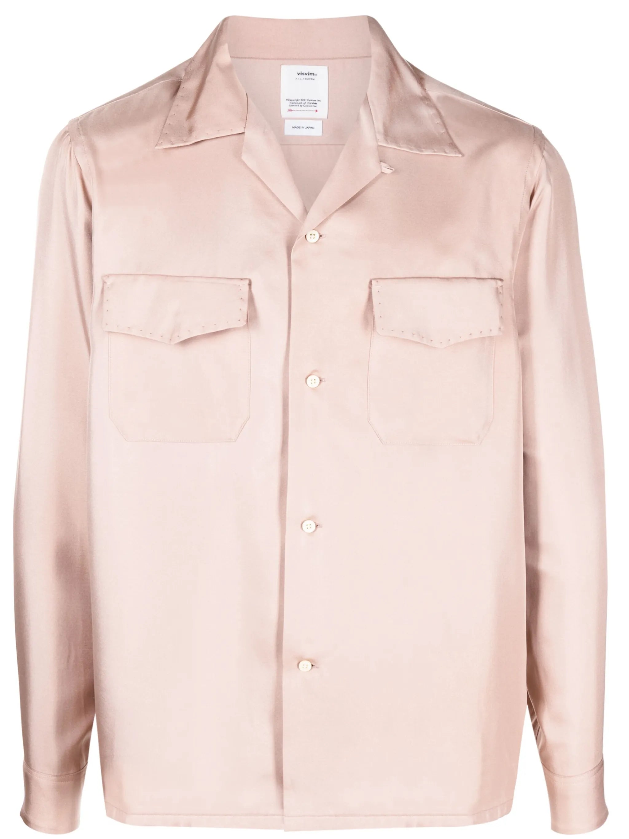 long-sleeve silk satin shirt