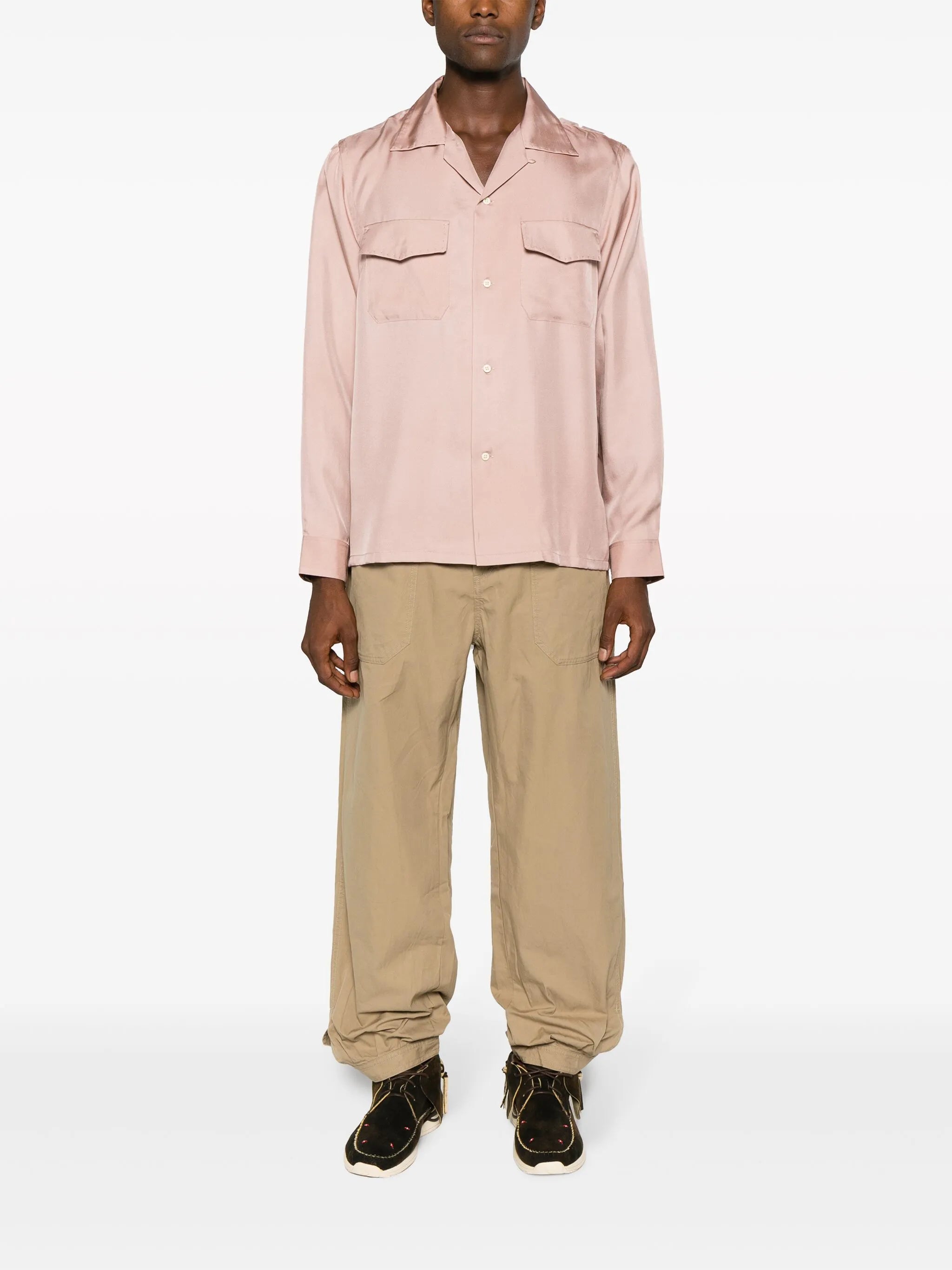 long-sleeve silk satin shirt