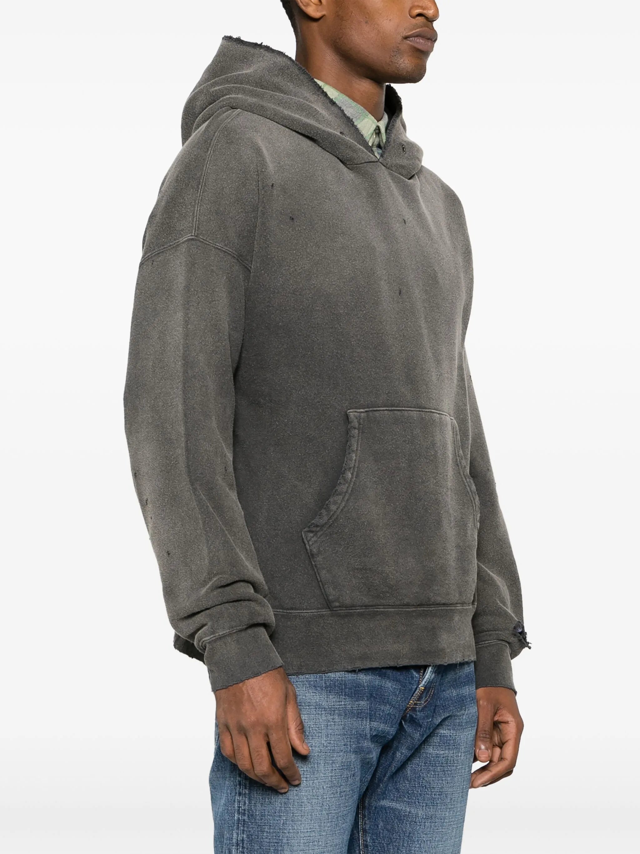 ripped-detailing cotton hoodie