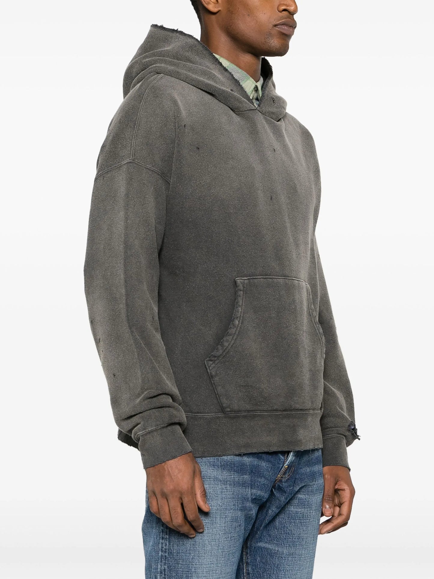 ripped-detailing cotton hoodie