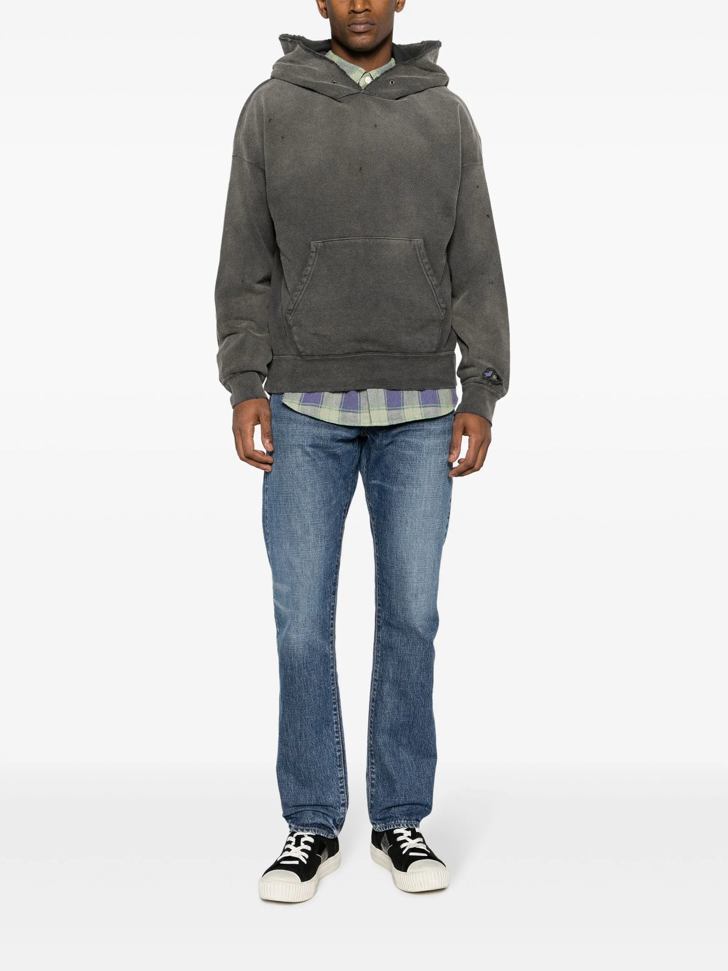 ripped-detailing cotton hoodie
