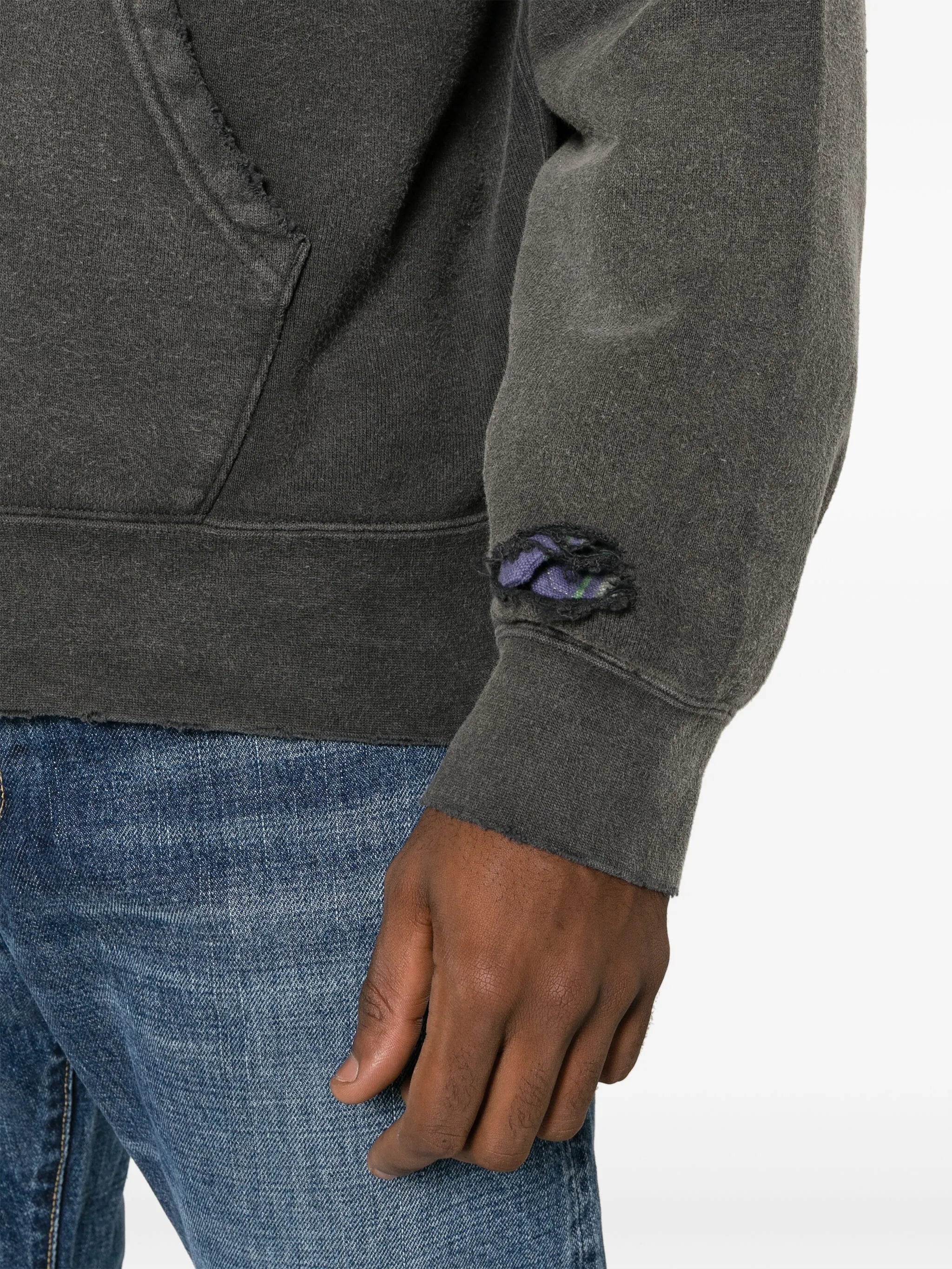 ripped-detailing cotton hoodie