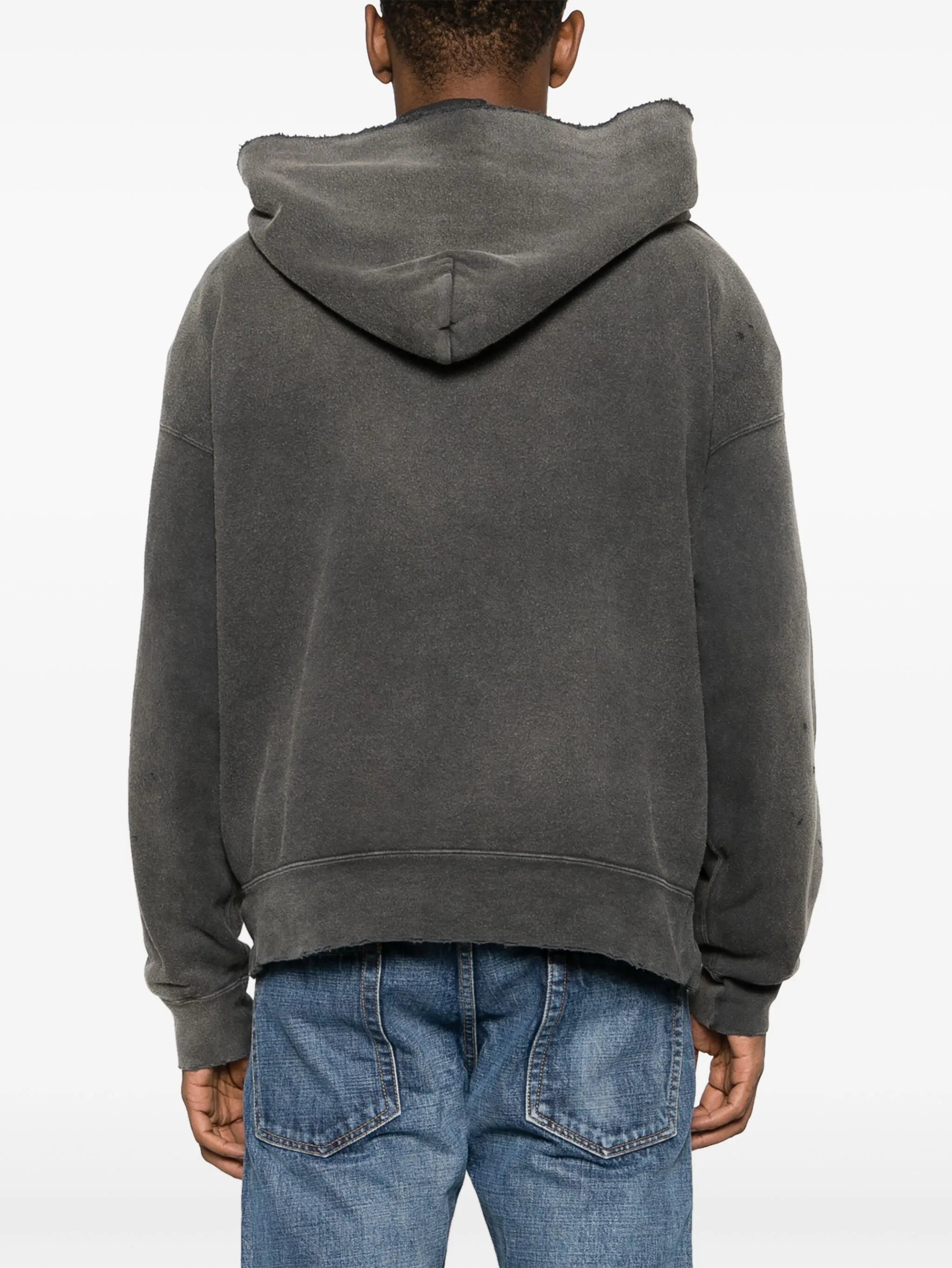 ripped-detailing cotton hoodie