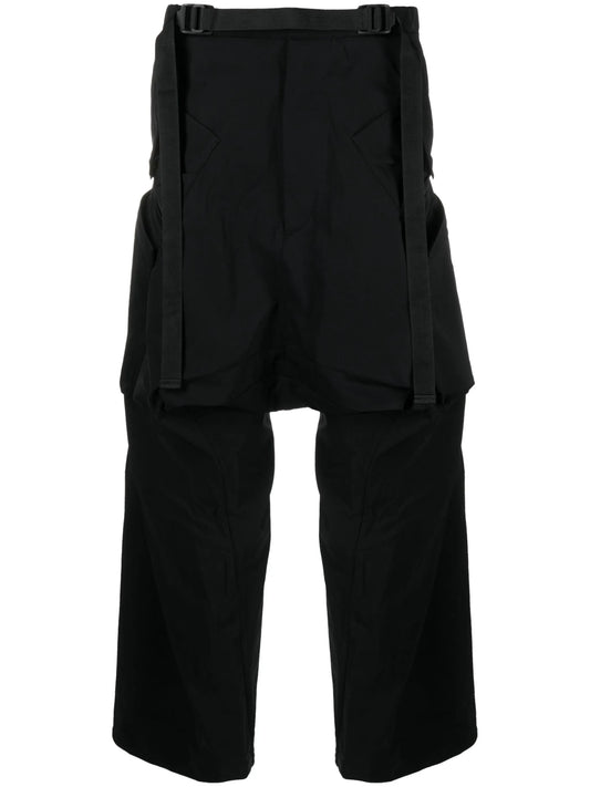 belted ruched drop-crotch trousers
