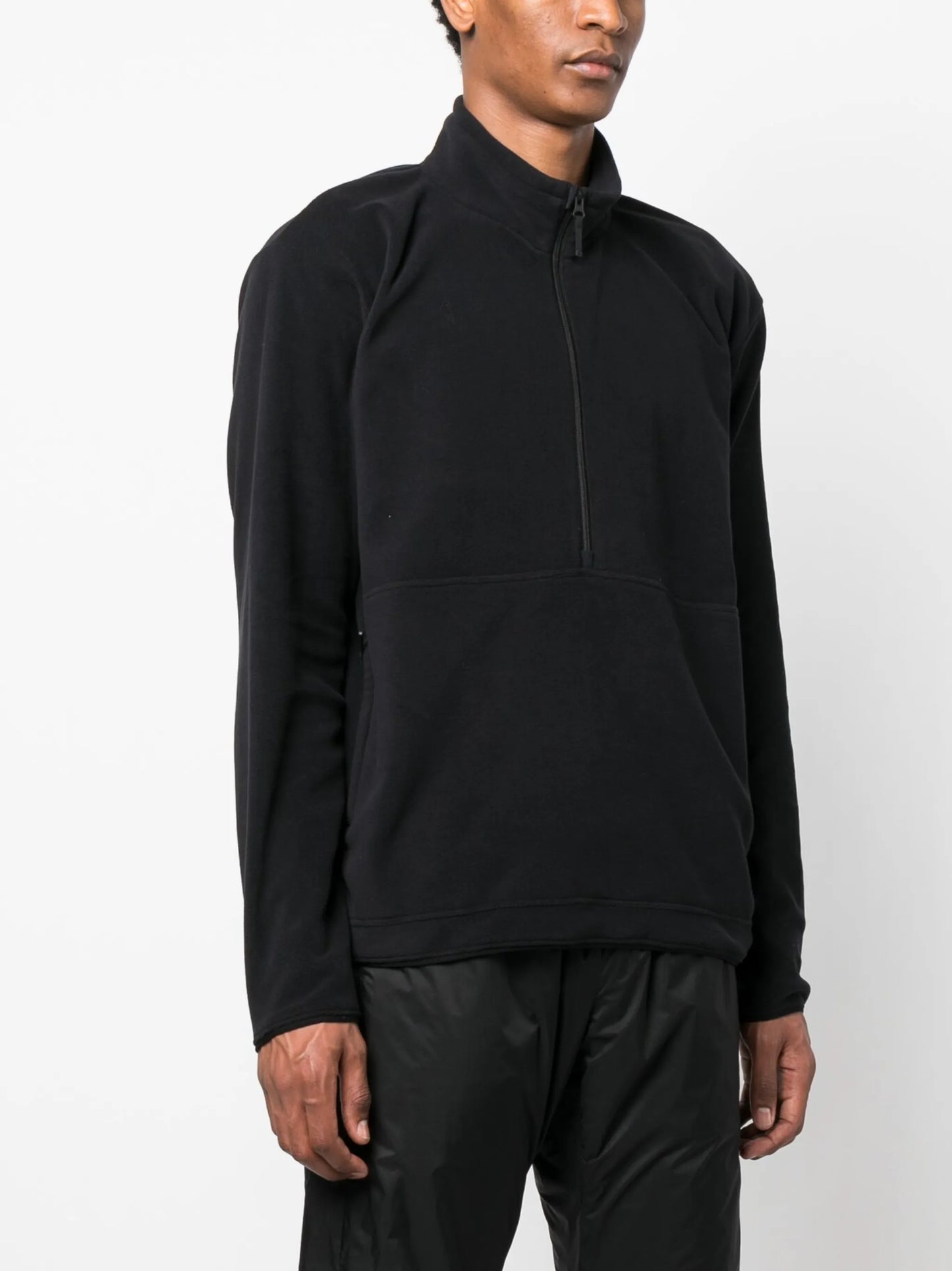 fleece-texture high-neck sweatshirt
