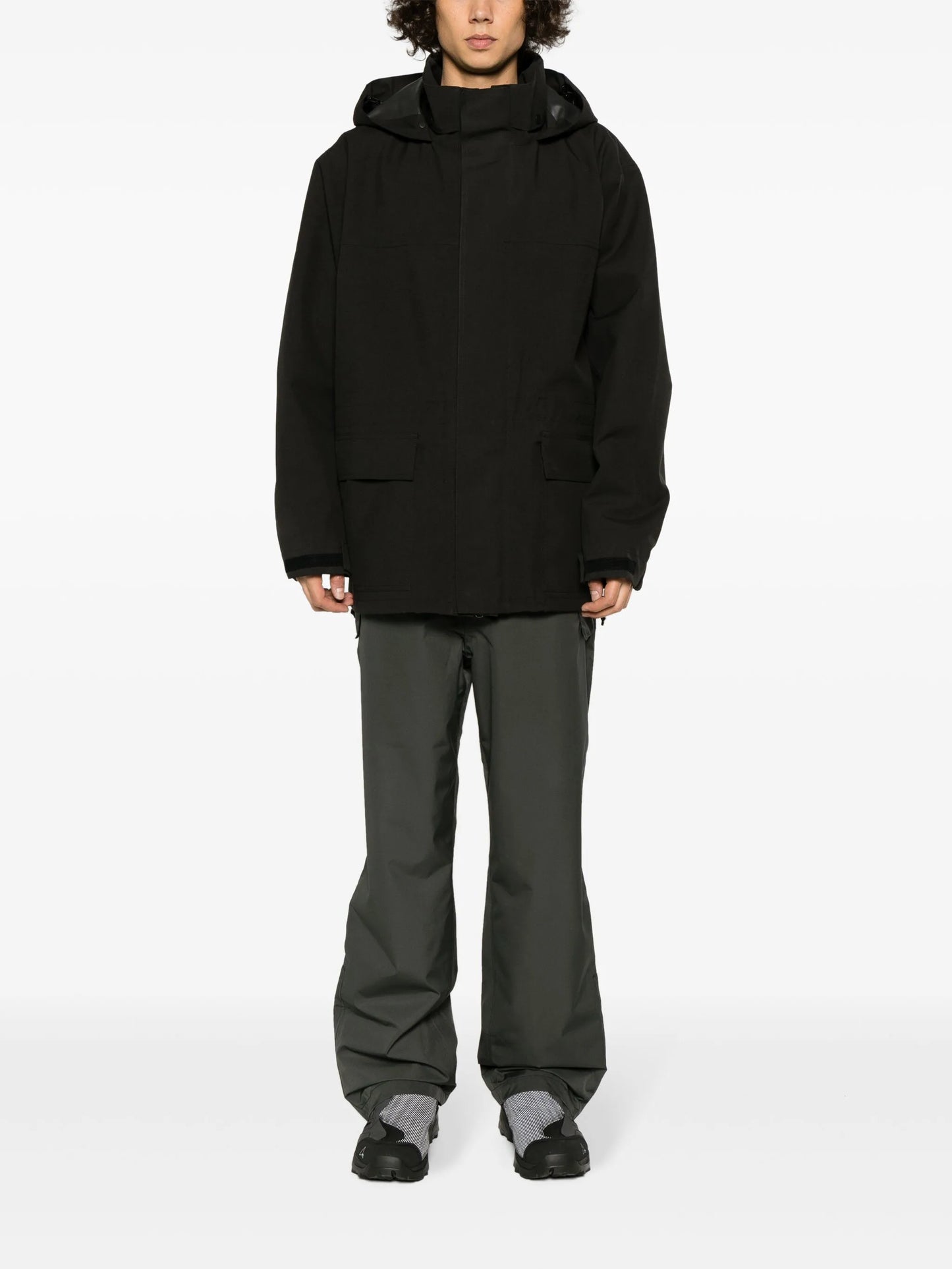 stand-up collar concealed-fastening jacket
