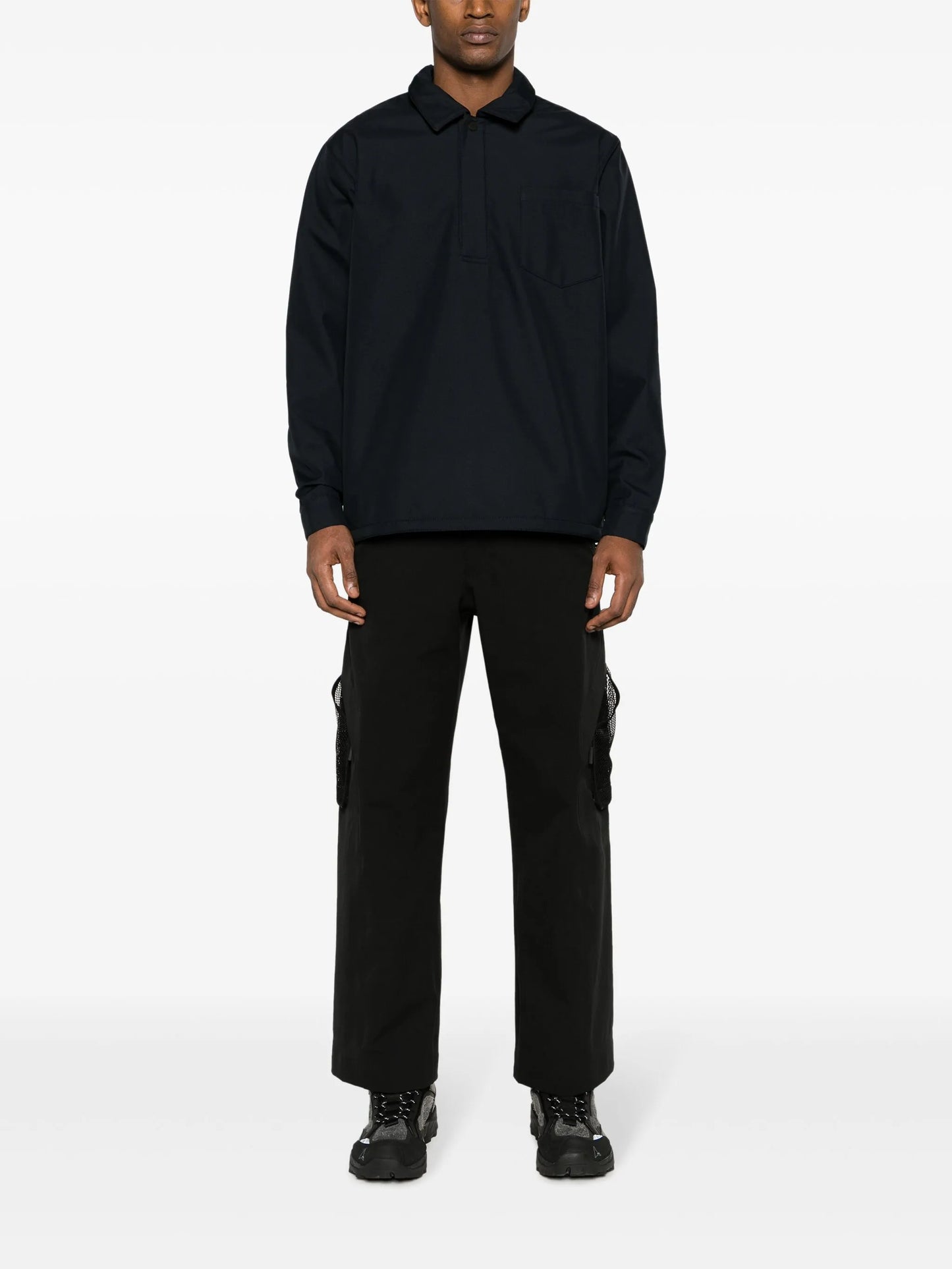 spread-collar long-sleeve shirt