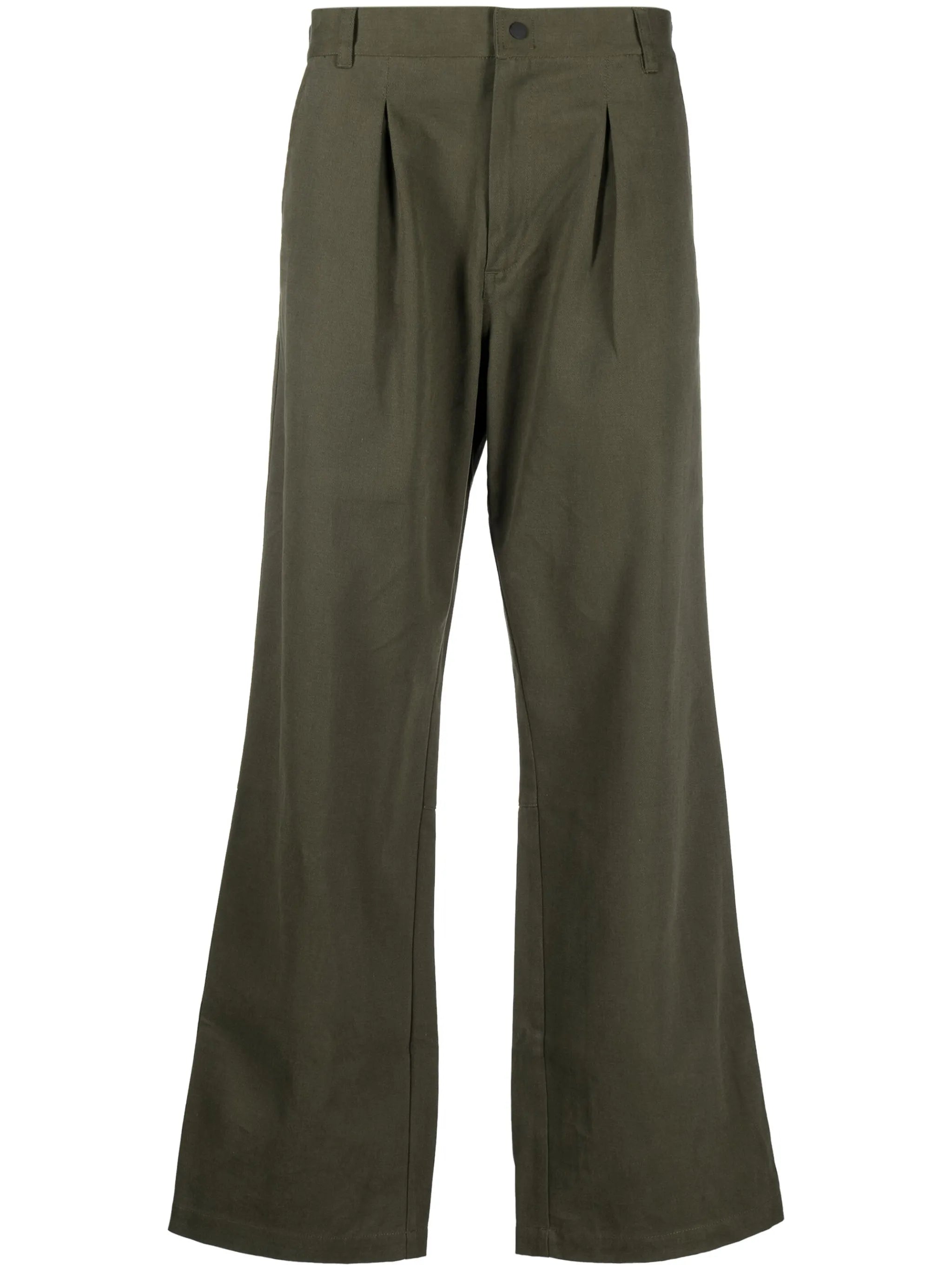 pleat-detailing cotton wide-leg trousers