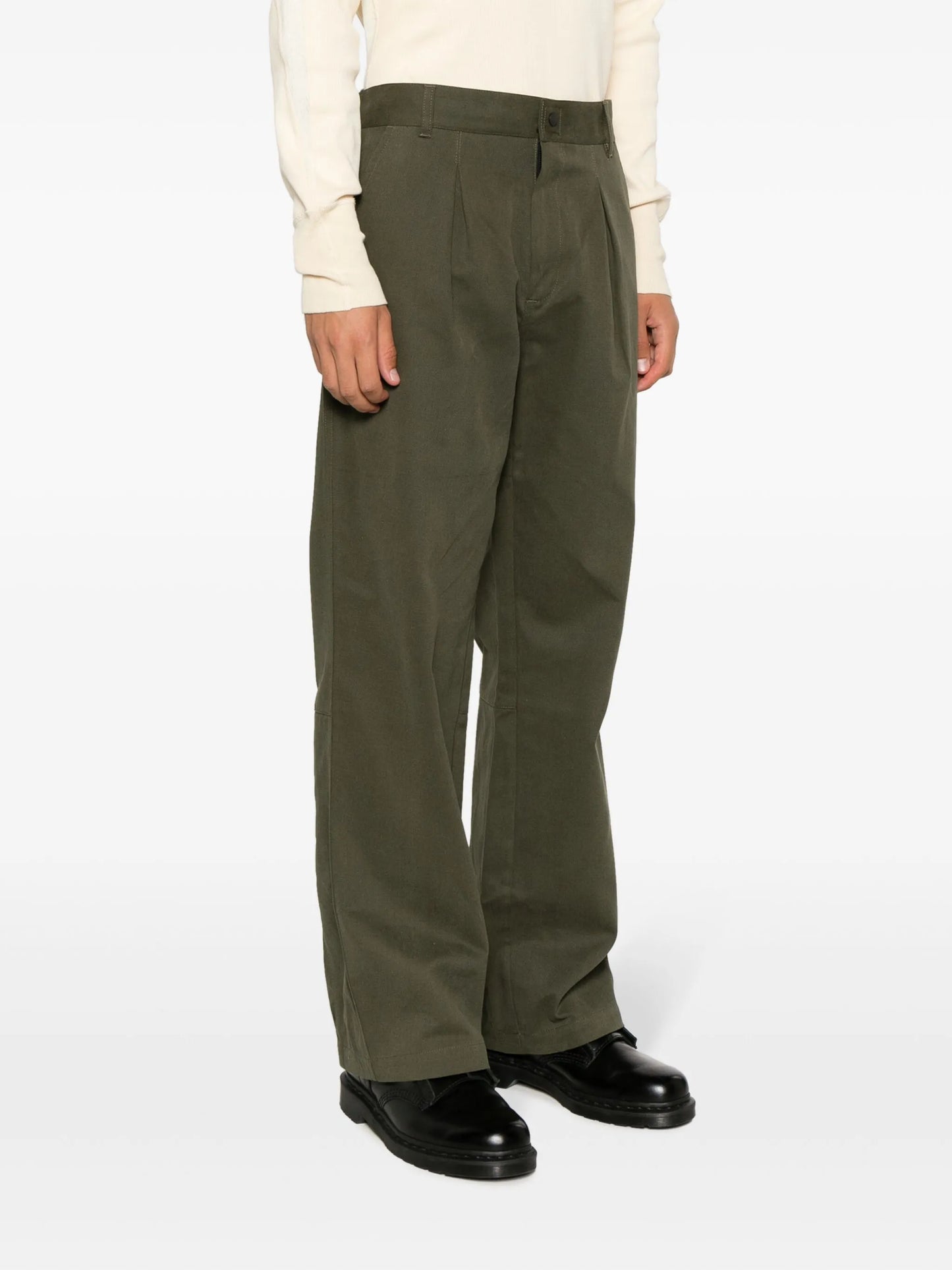 pleat-detailing cotton wide-leg trousers