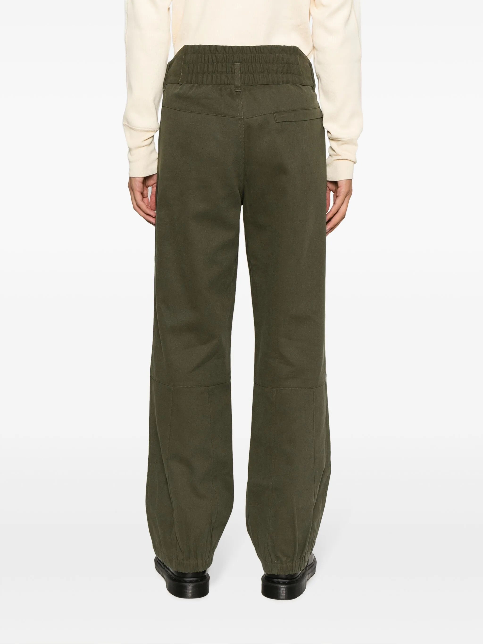 pleat-detailing cotton wide-leg trousers