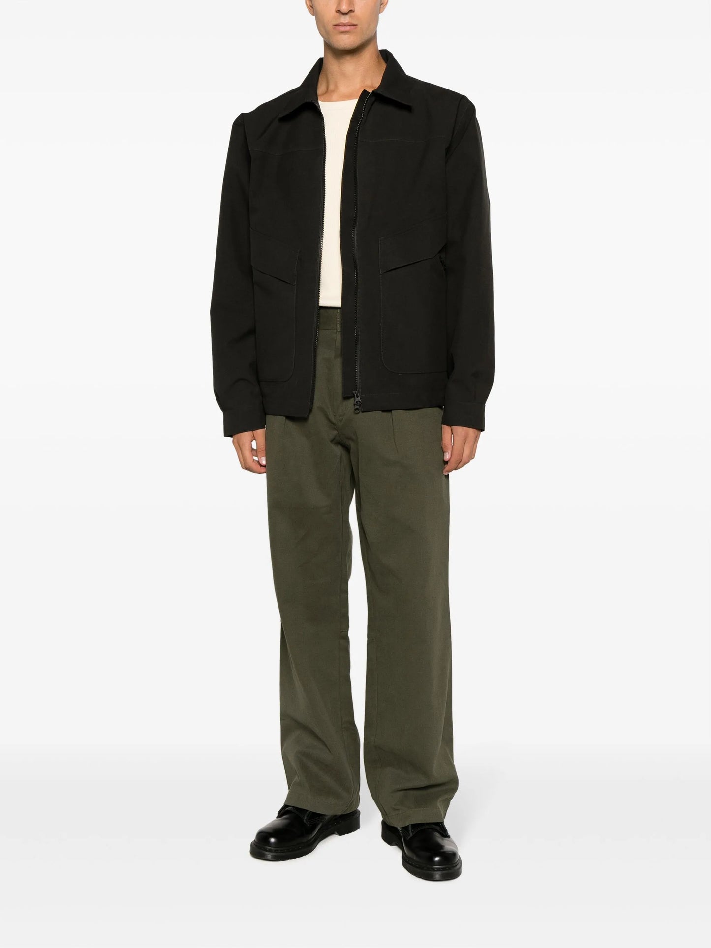 pleat-detailing cotton wide-leg trousers