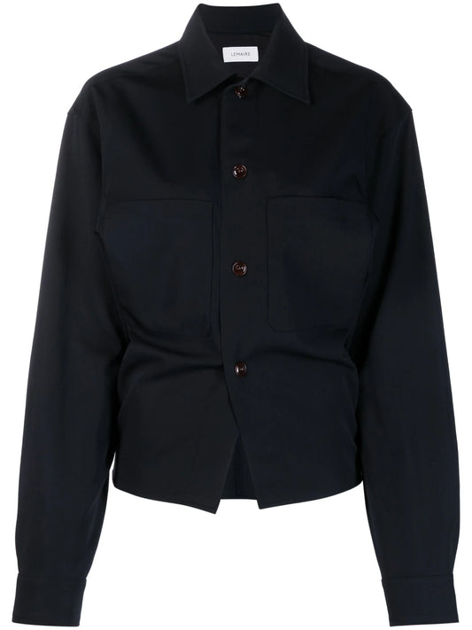 balloon-sleeve wool shirt