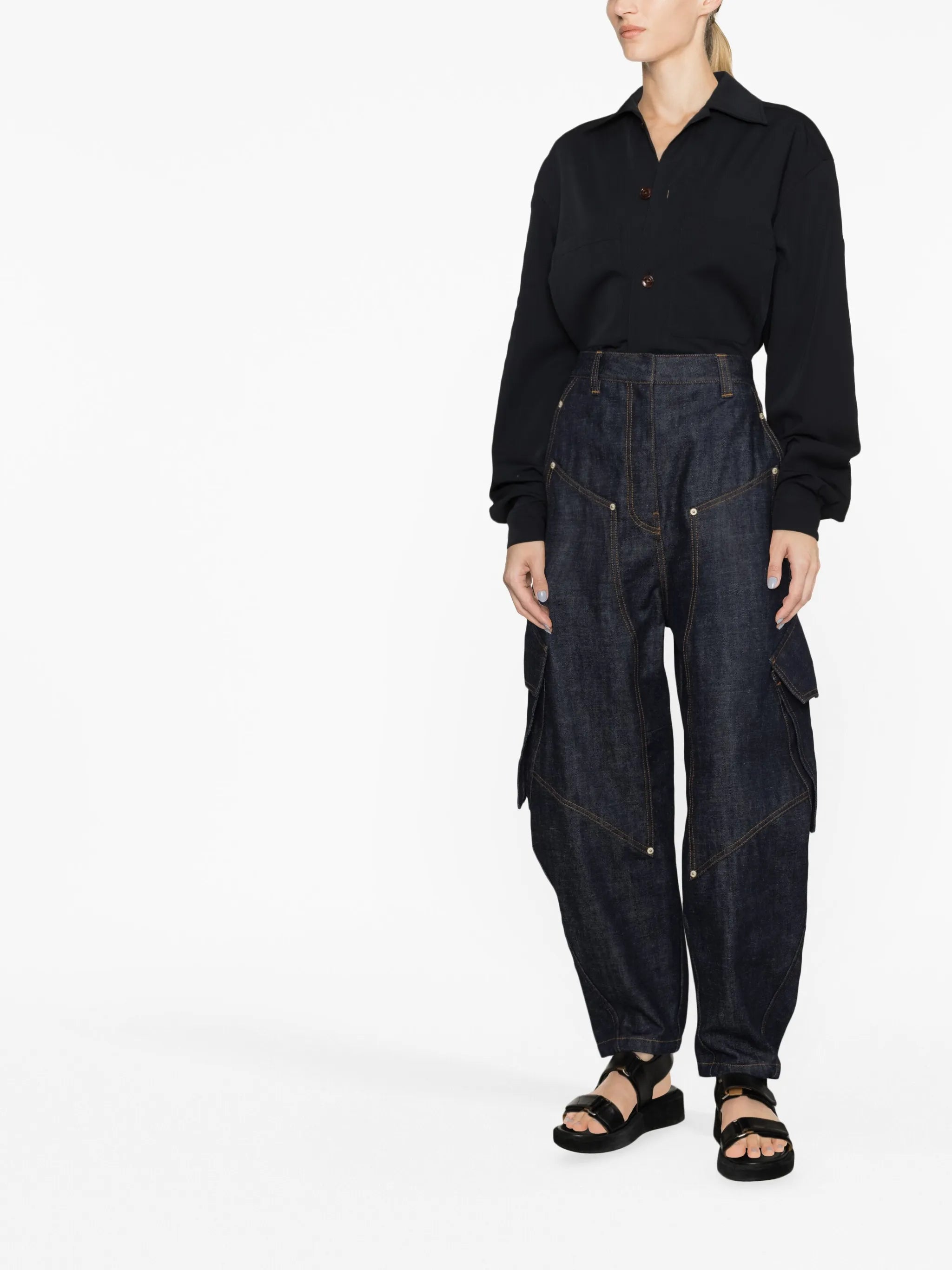 balloon-sleeve wool shirt
