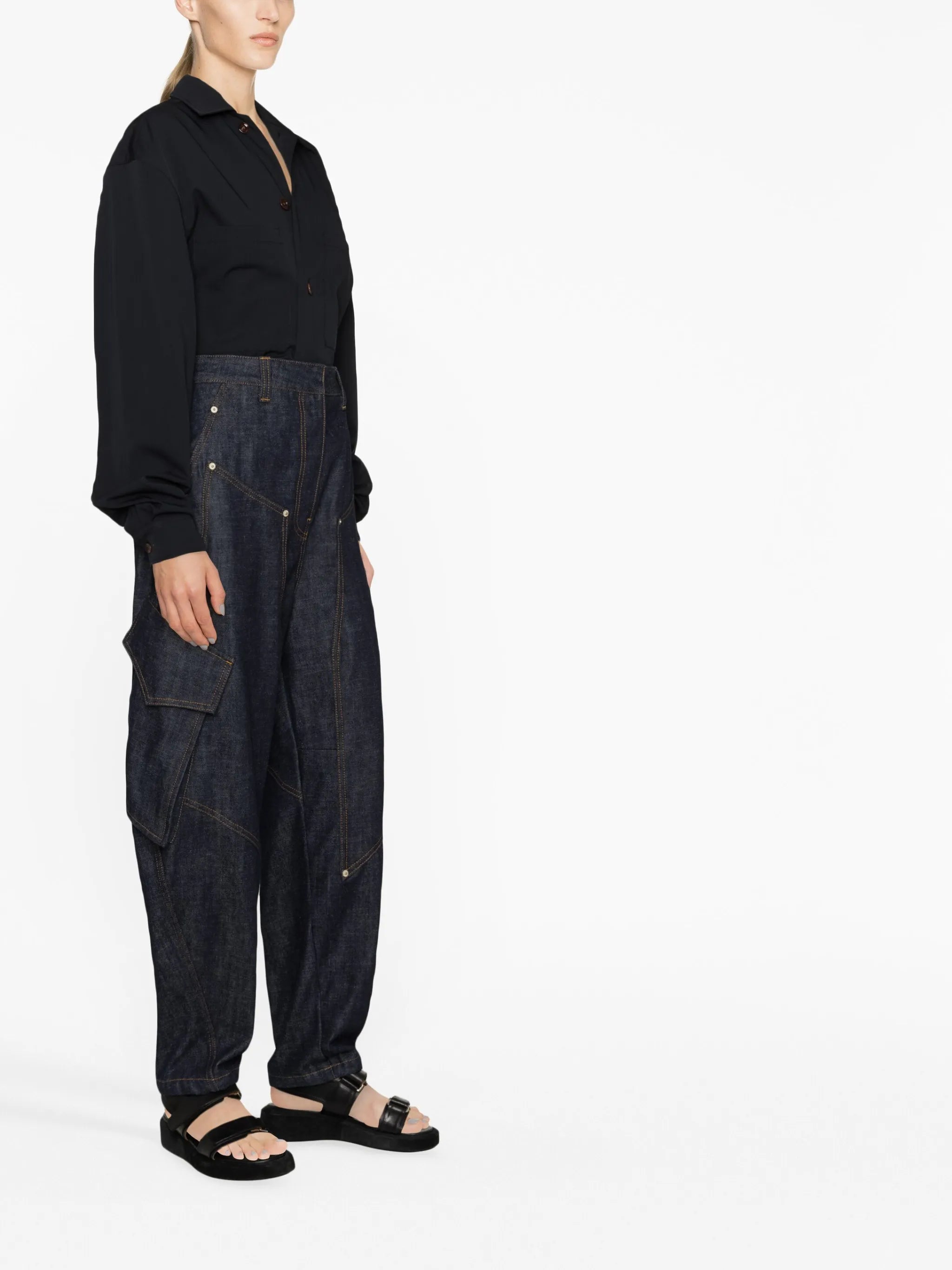 balloon-sleeve wool shirt