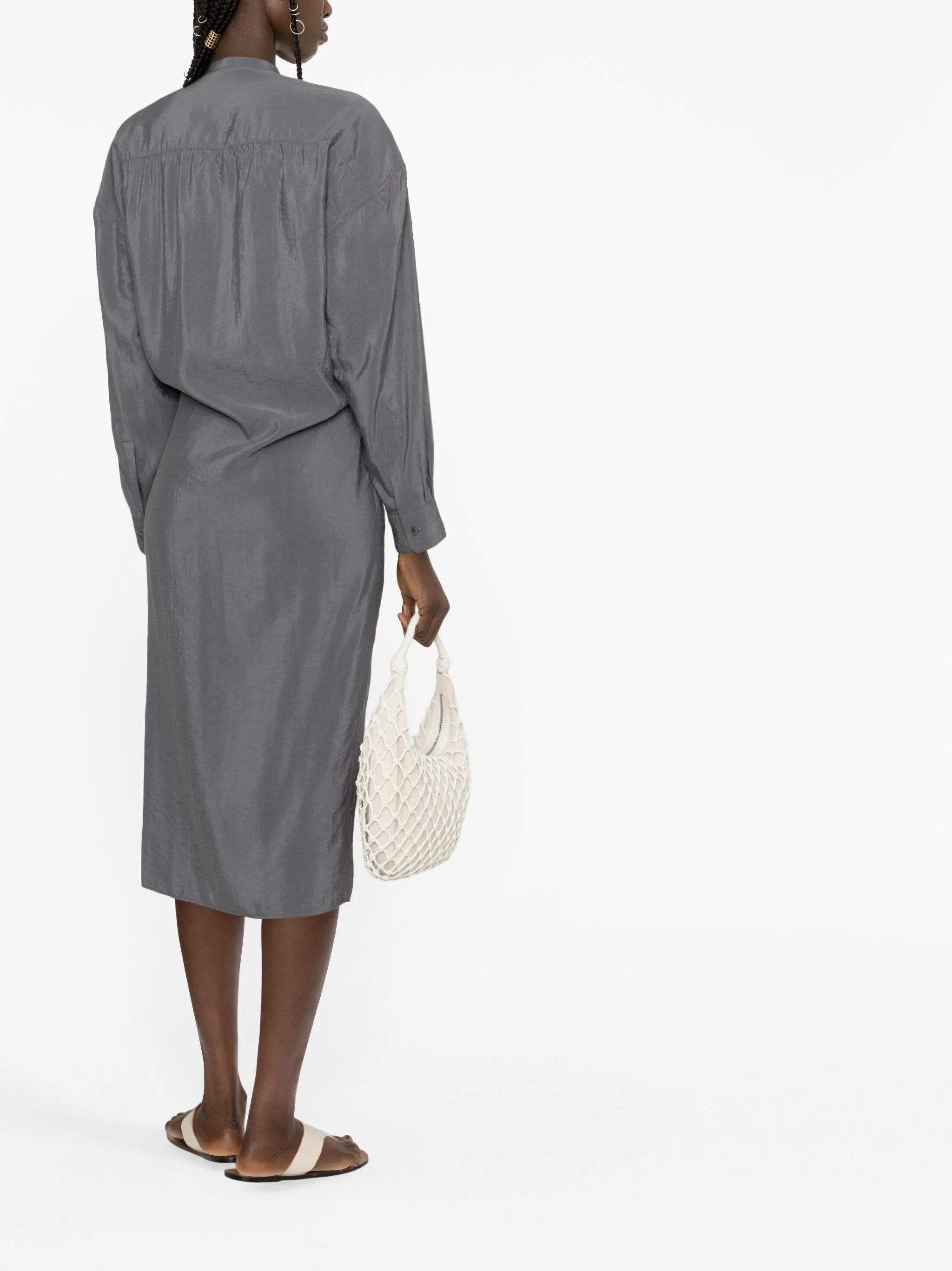 twisted officer-collar shirtdress