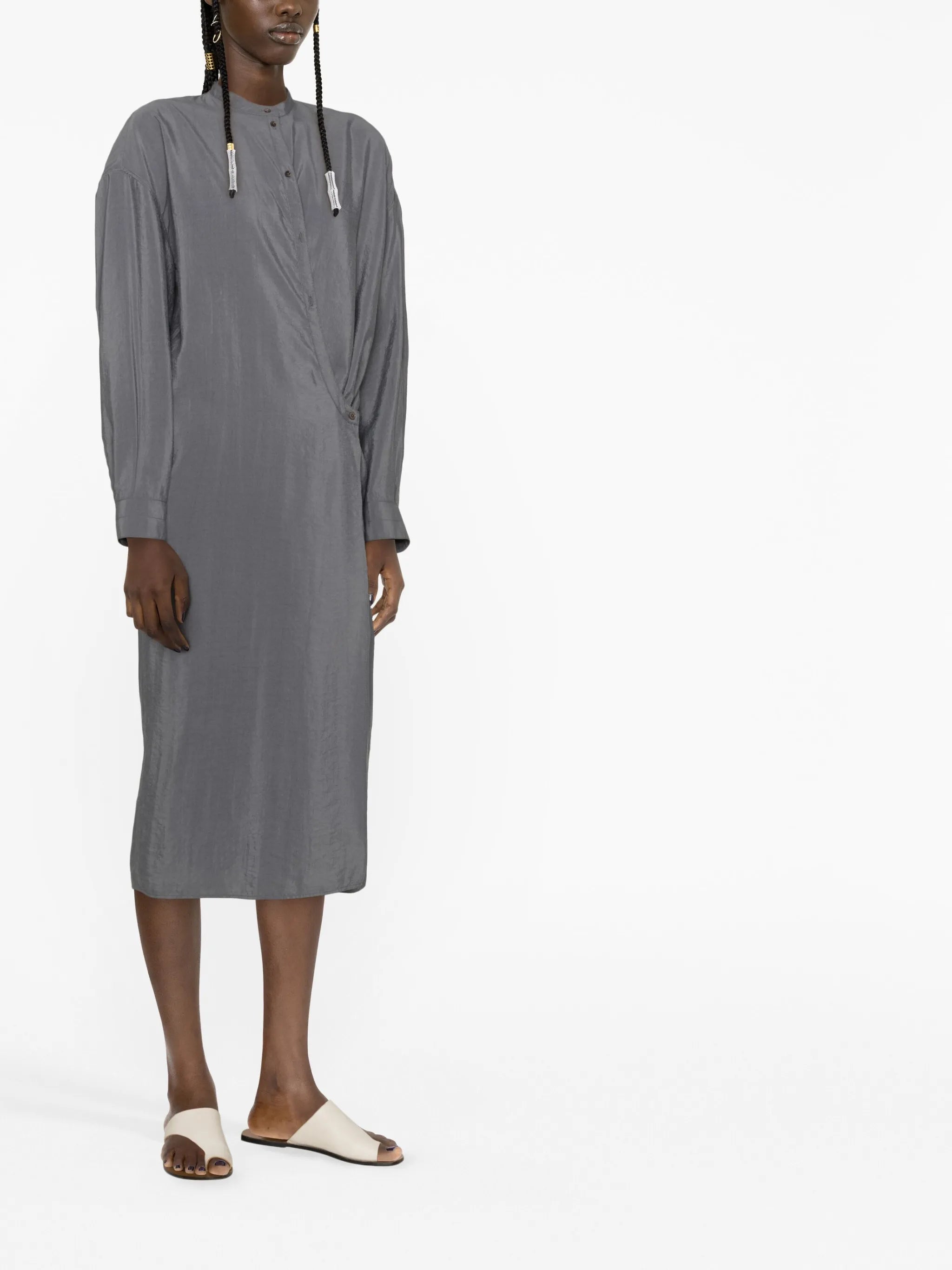 twisted officer-collar shirtdress