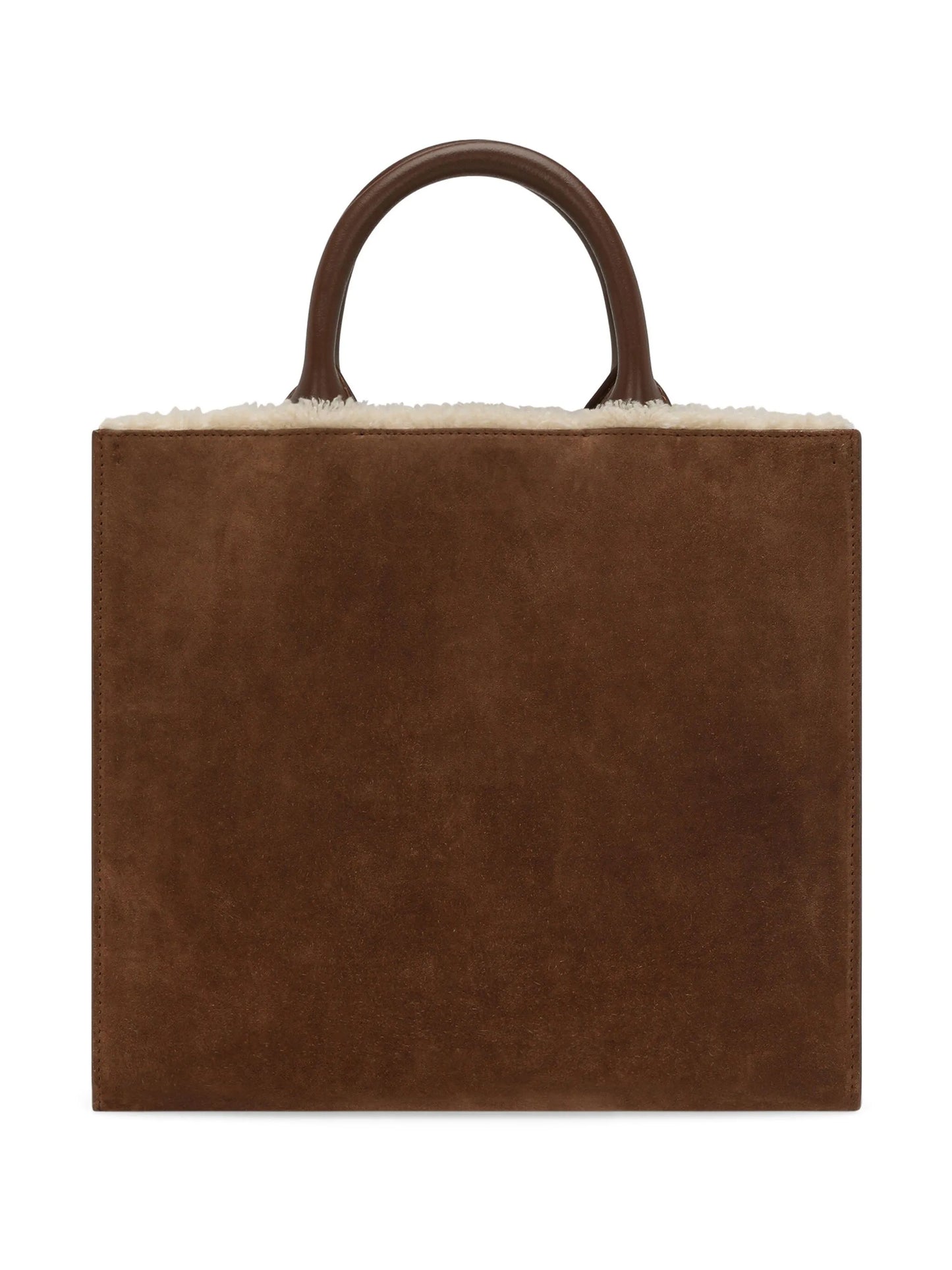 logo-embroidered shearling-detail bag